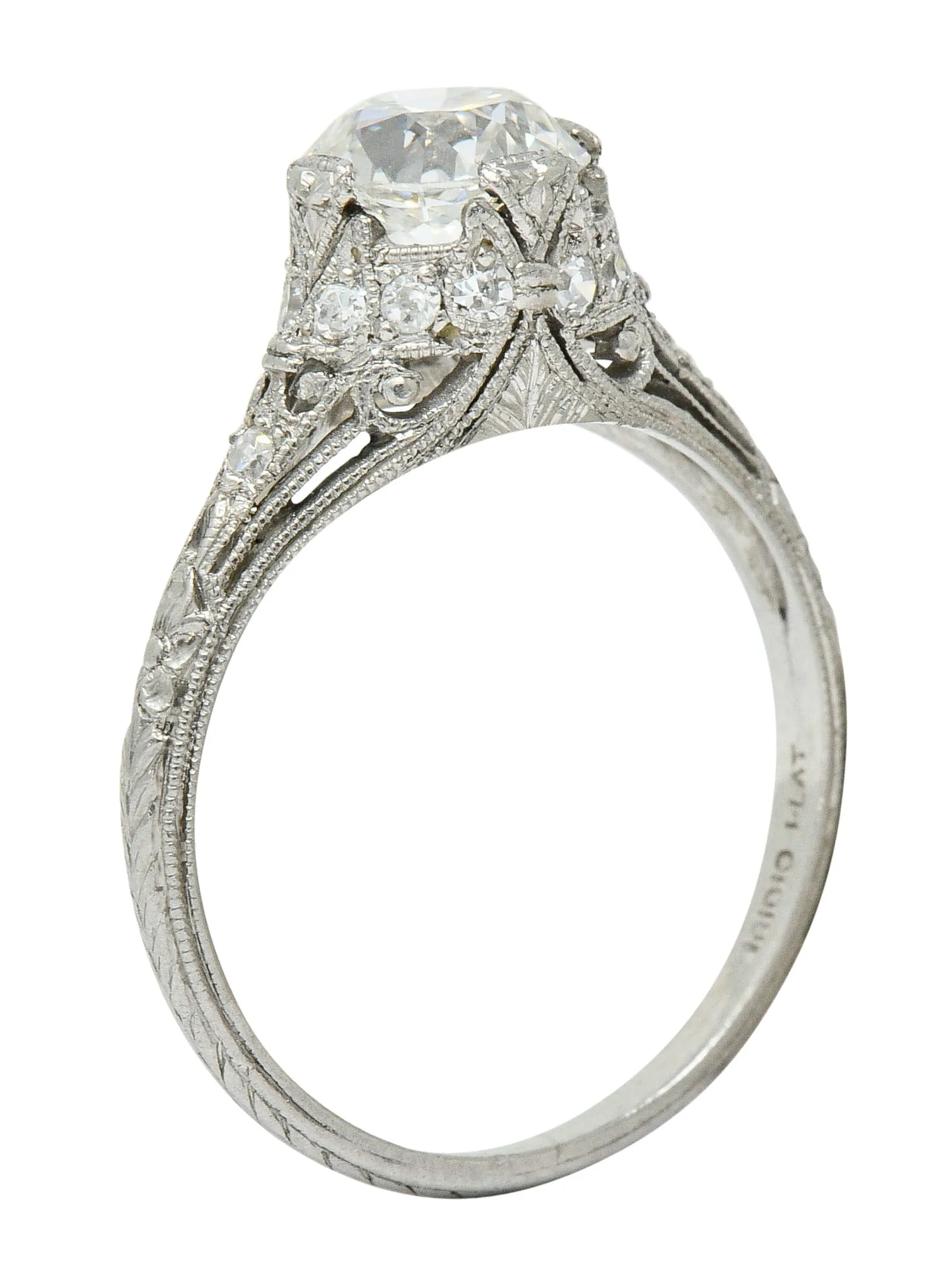 Edwardian 1.36 CTW Diamond Platinum Engagement Ring GIA