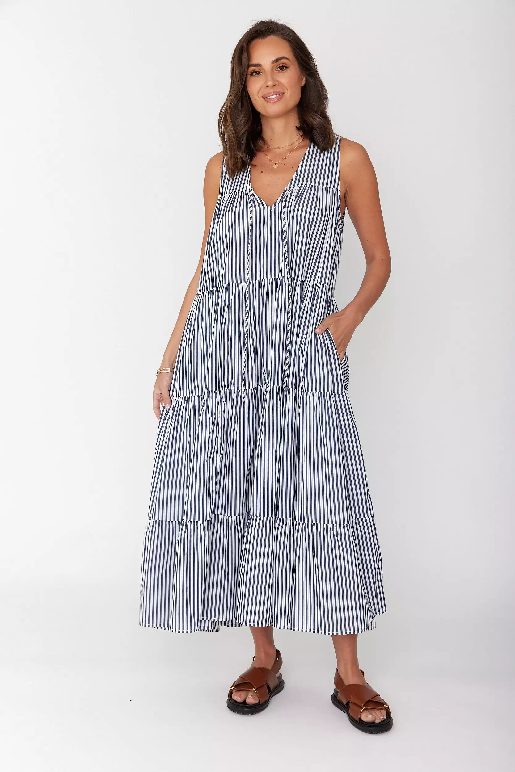 ELLE Dress Navy Stripe