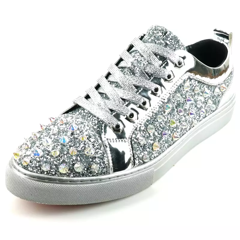 FI-2413 Silver Glitter Spike Low Cut Sneaker Encore by Fiesso