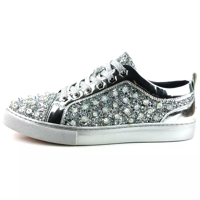 FI-2413 Silver Glitter Spike Low Cut Sneaker Encore by Fiesso