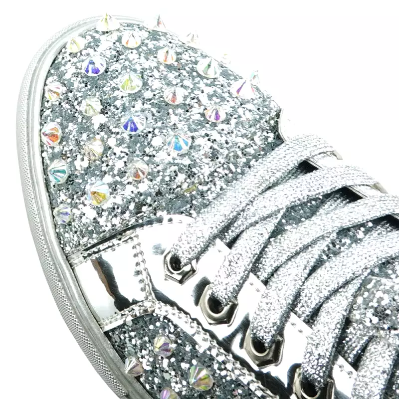 FI-2413 Silver Glitter Spike Low Cut Sneaker Encore by Fiesso