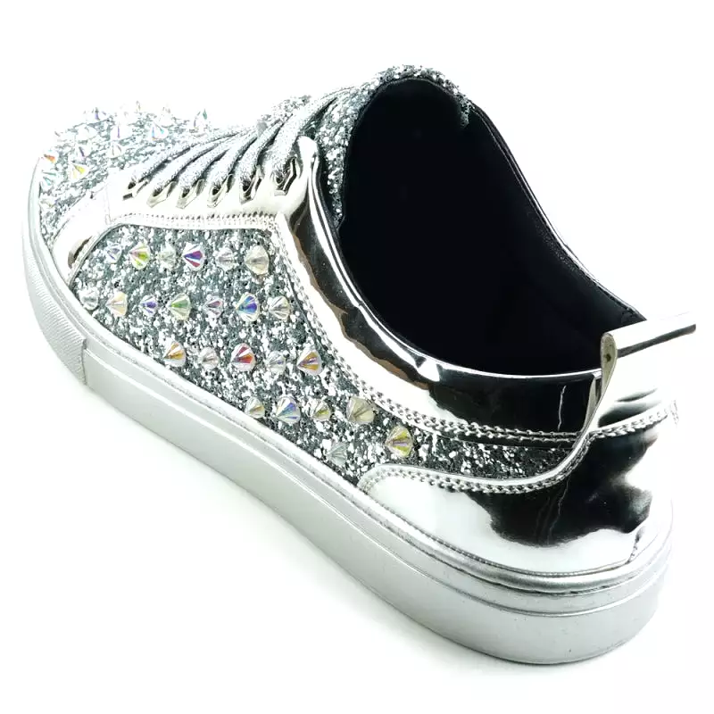 FI-2413 Silver Glitter Spike Low Cut Sneaker Encore by Fiesso