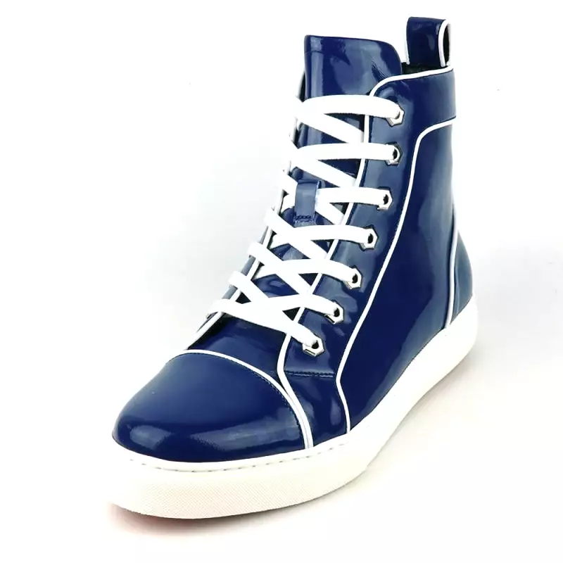 FI-2416 Navy Patent Leather High Top Sneaker