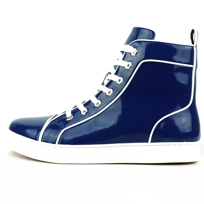 FI-2416 Navy Patent Leather High Top Sneaker