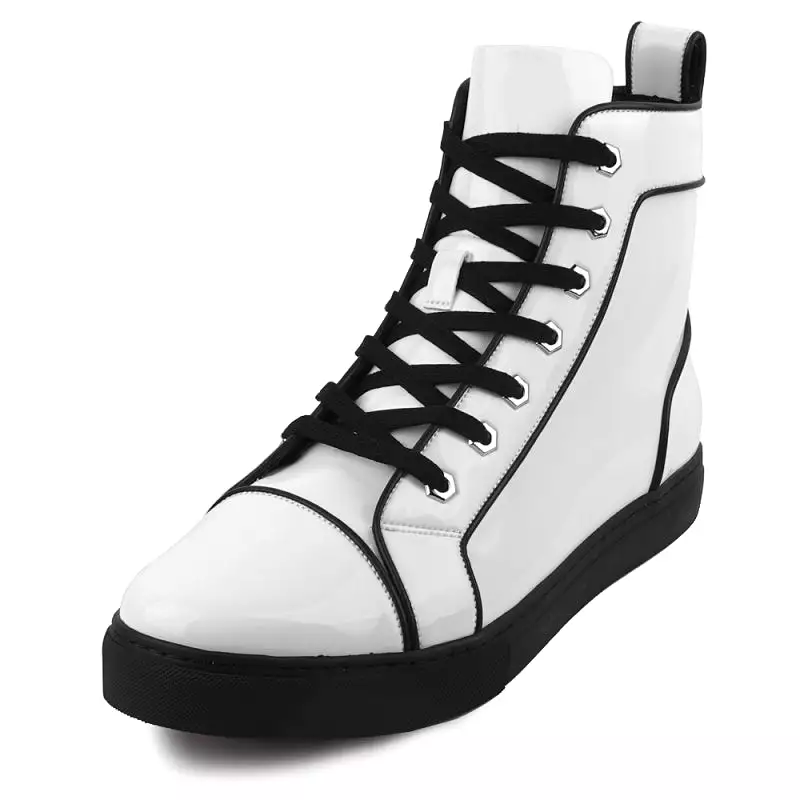 FI-2416 White Patent Leather High Top Sneaker