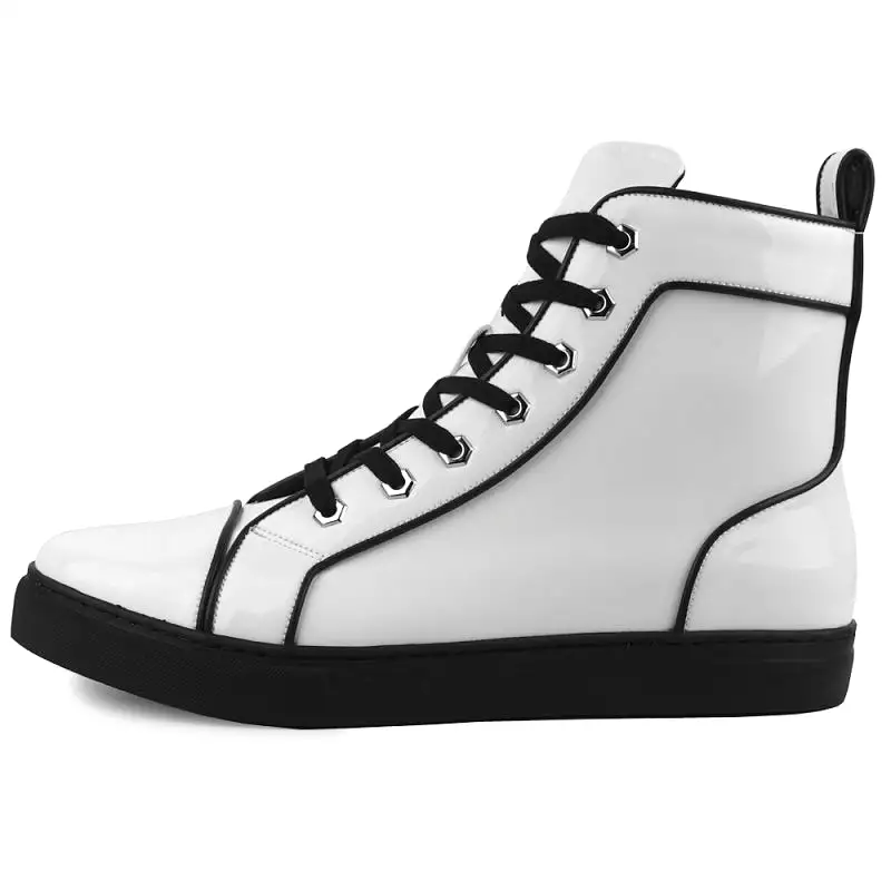 FI-2416 White Patent Leather High Top Sneaker