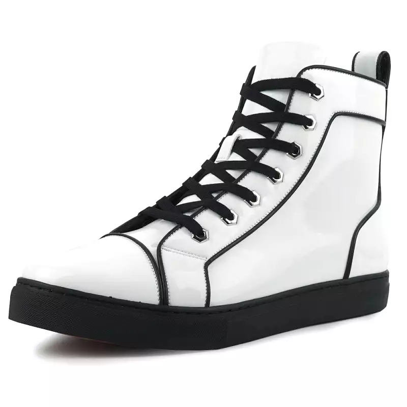 FI-2416 White Patent Leather High Top Sneaker