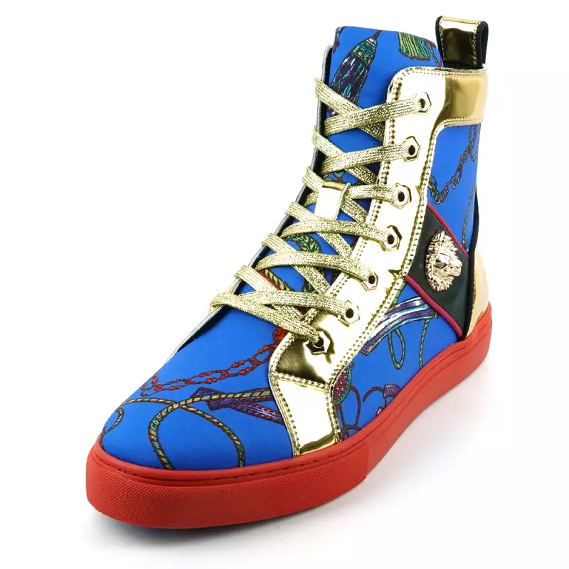 FI-2421 Blue High Top Sneaker Encore by Fiesso