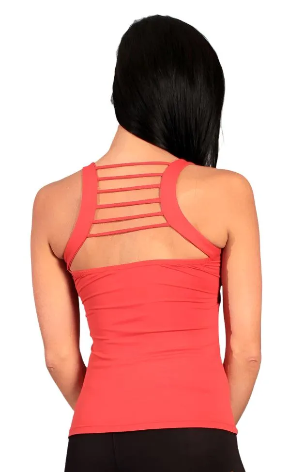 Final Sale! Equilibrium Activewear Criss Cross Crazy Stringy Top LT1045 Red