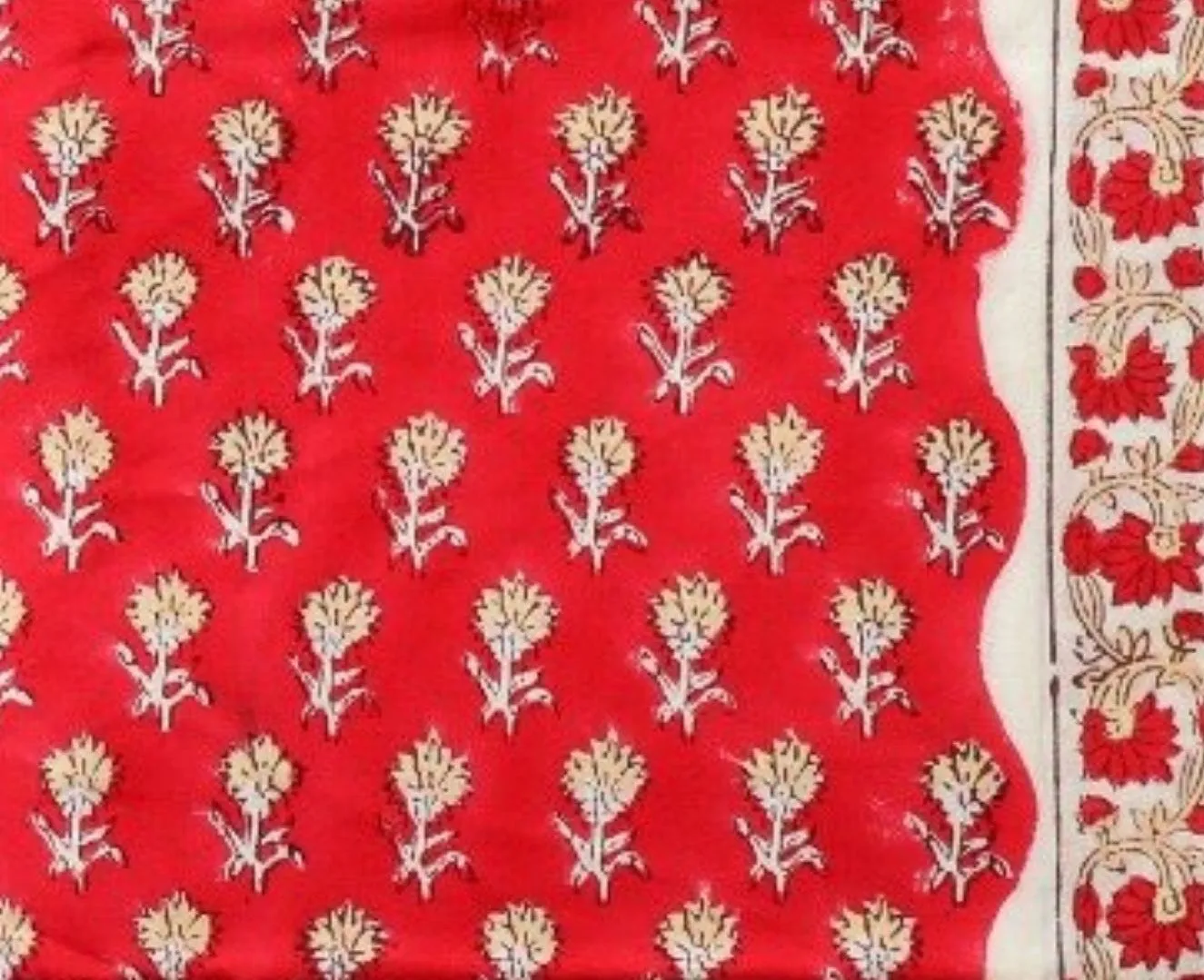 Floral Buti Hand Block Print Pure Cotton Suit Material with Kota Doria Dupatta (3CKD338)