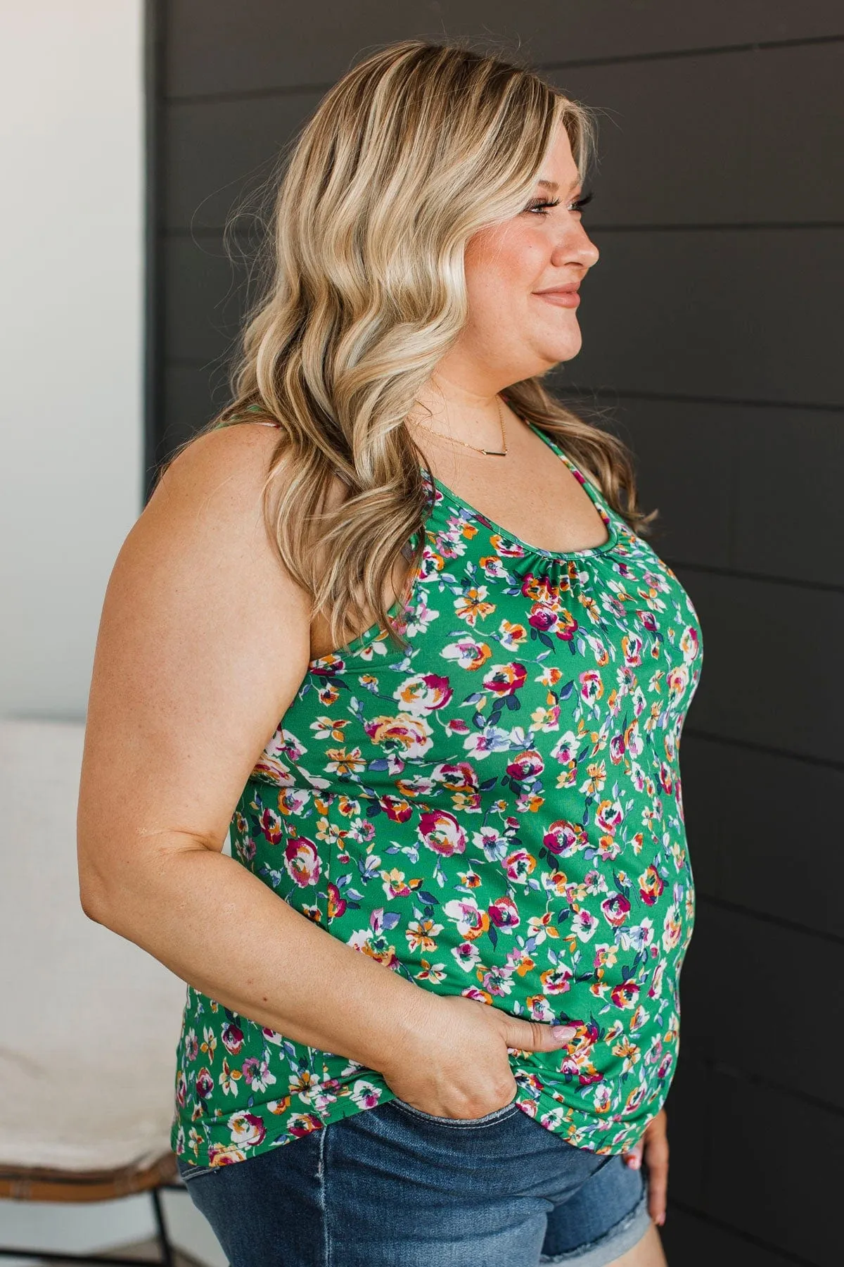 Flourishing Dreams Tank Top- Kelly Green