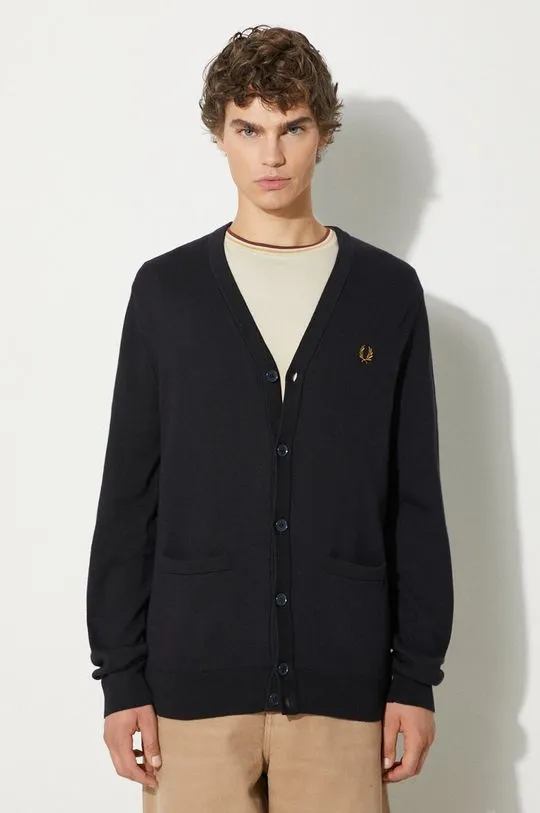 Fred Perry wool cardigan navy blue color K9551.795