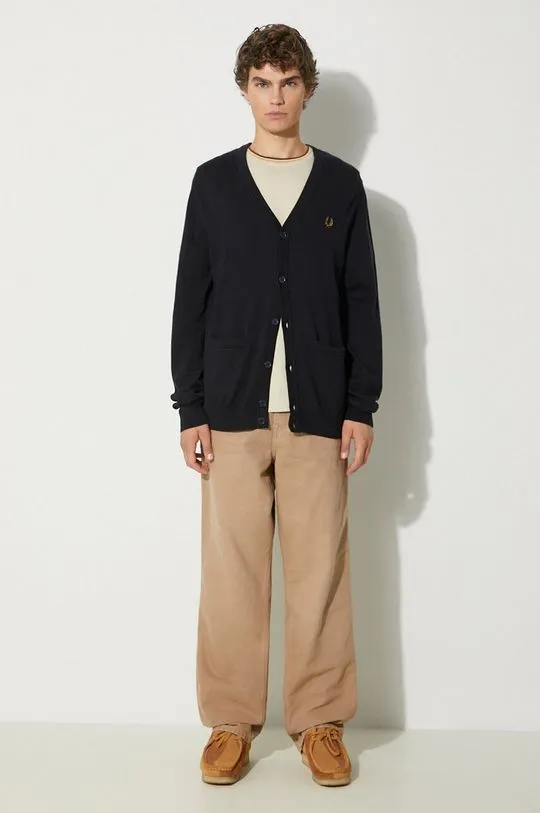 Fred Perry wool cardigan navy blue color K9551.795