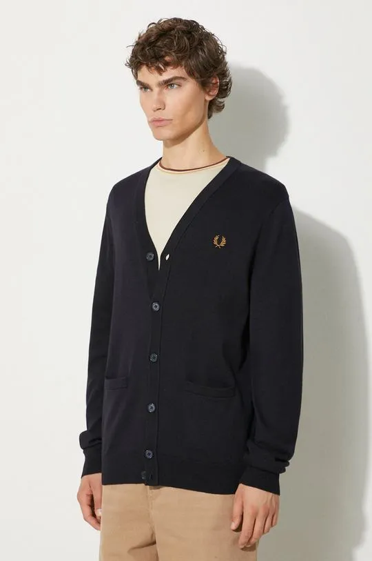 Fred Perry wool cardigan navy blue color K9551.795