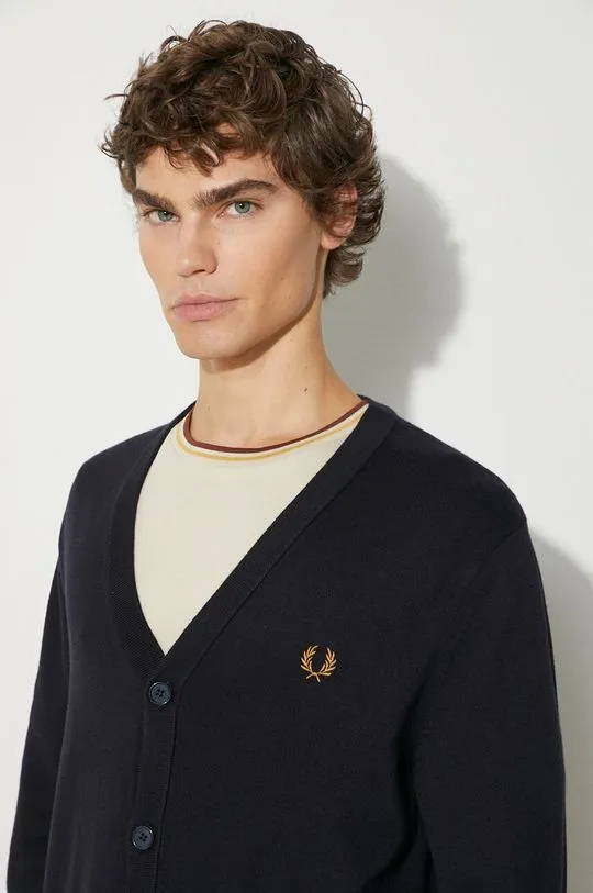 Fred Perry wool cardigan navy blue color K9551.795