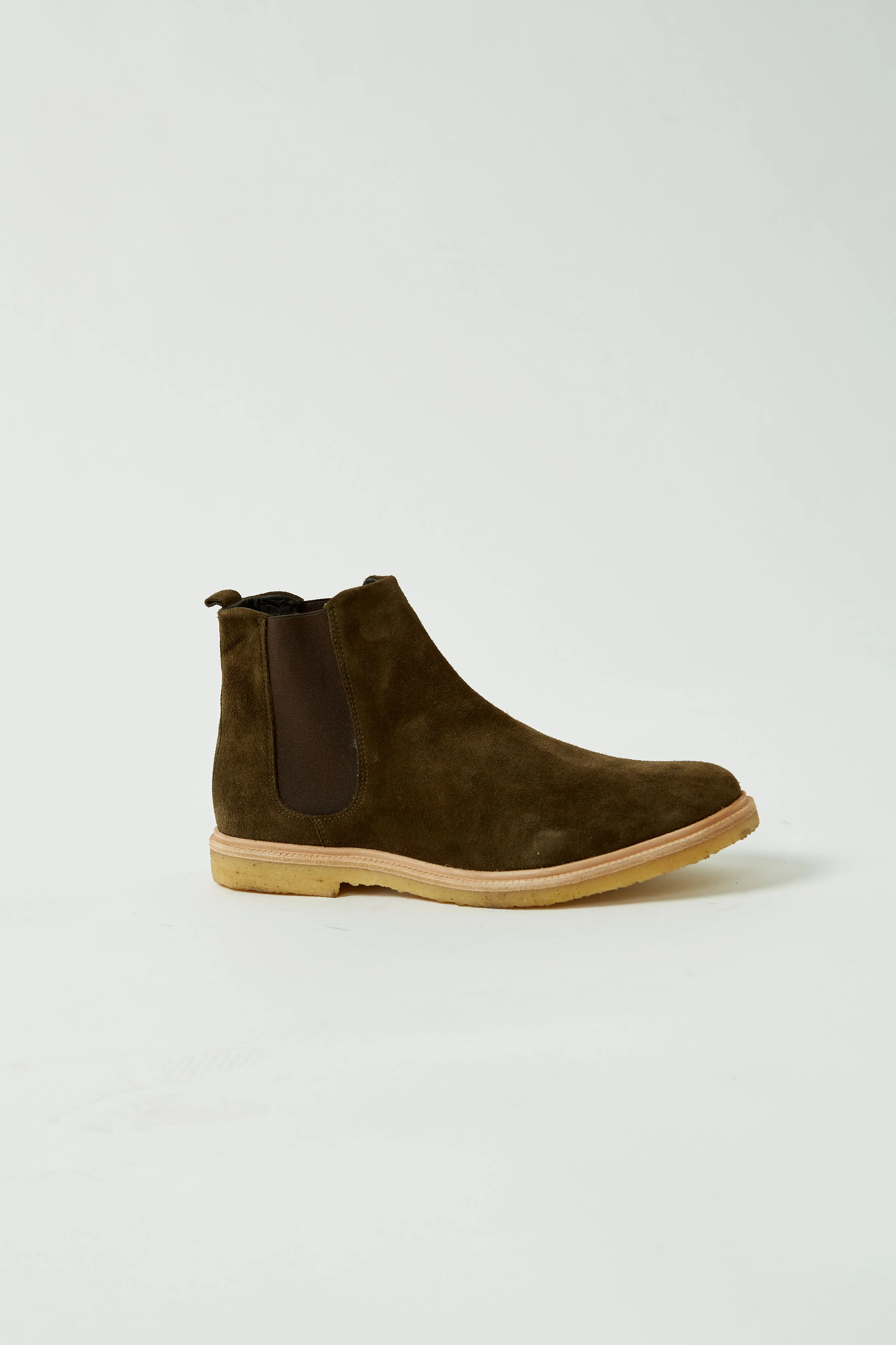 Green Cast Crepe Chelsea Suede Boot