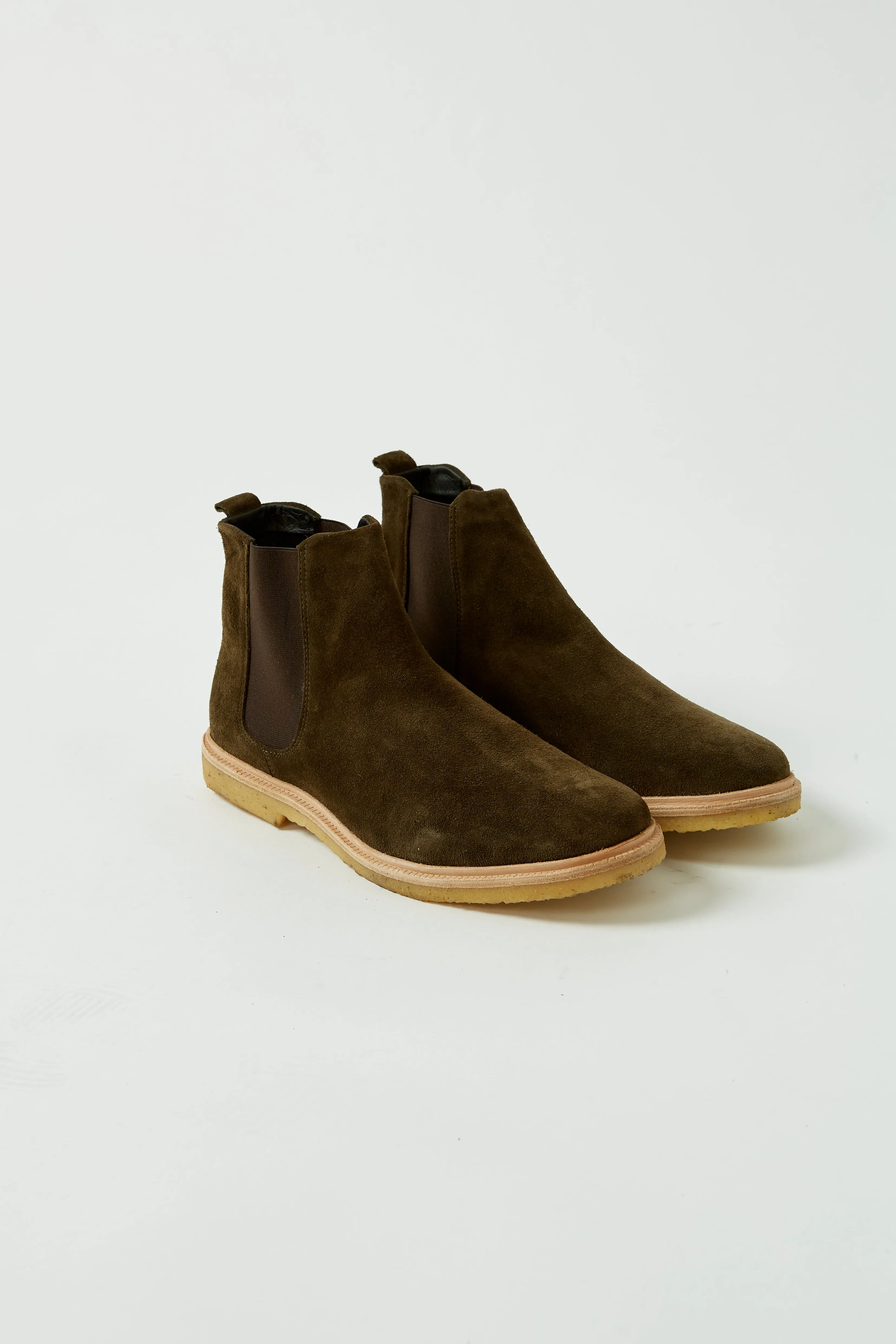 Green Cast Crepe Chelsea Suede Boot