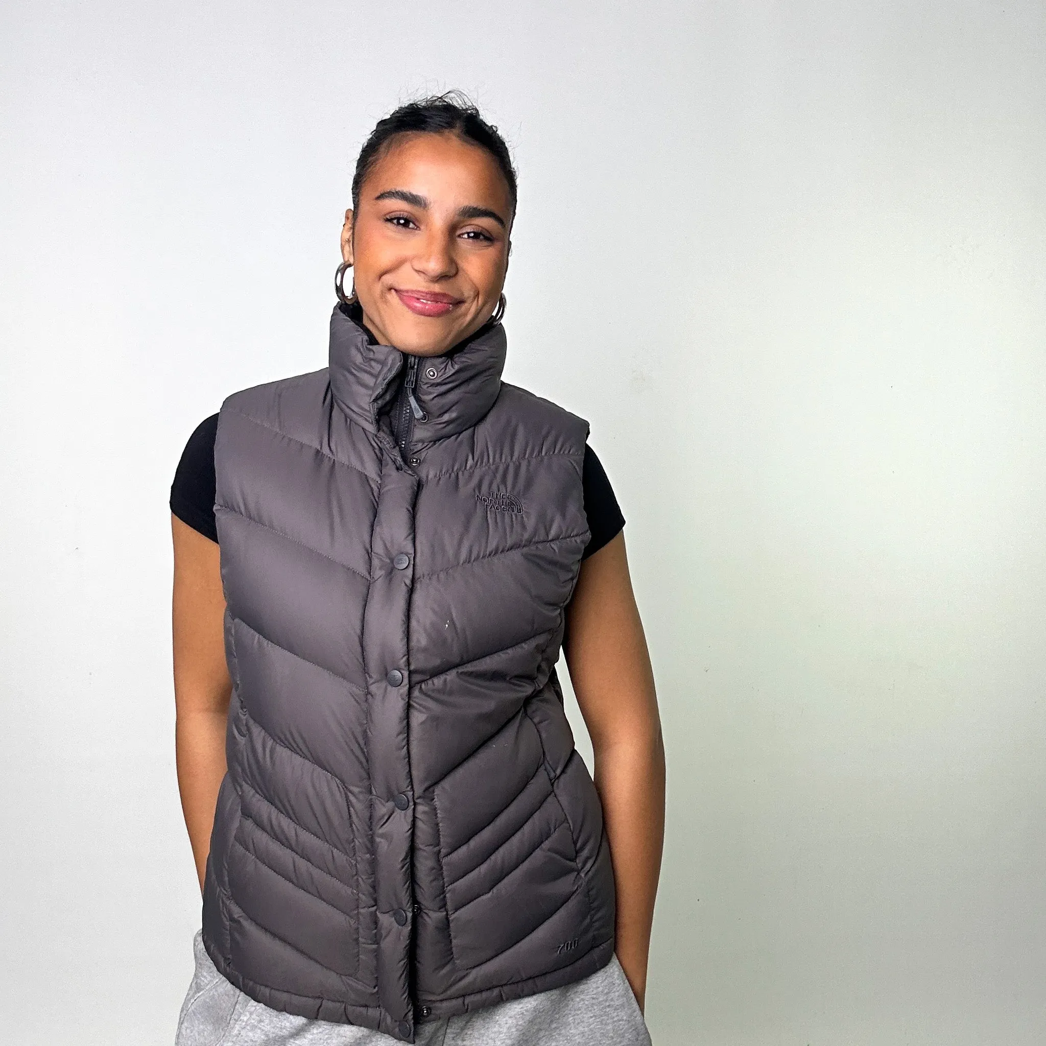 Grey The North Face Nuptse 700 Puffer Jacket Gilet (L)