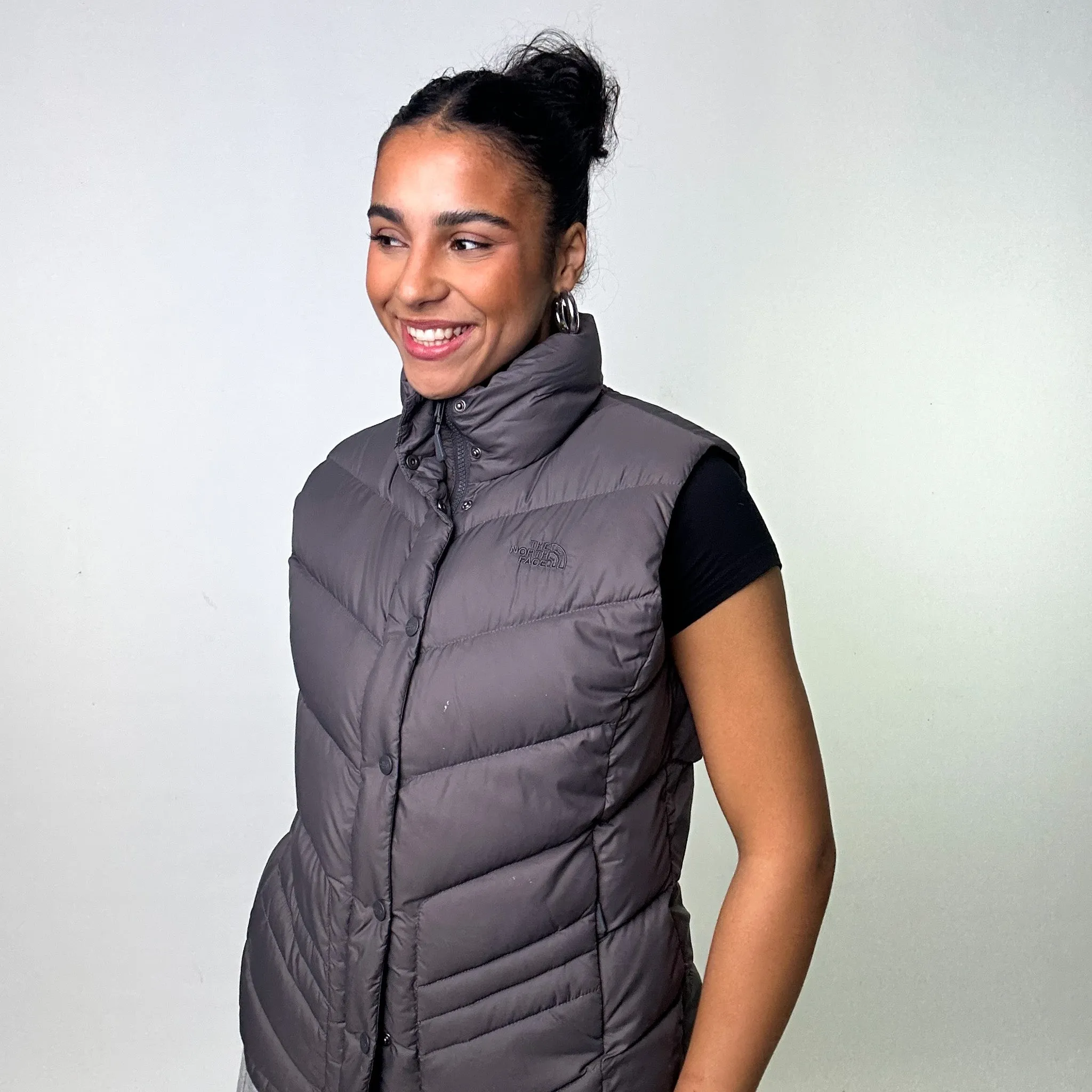 Grey The North Face Nuptse 700 Puffer Jacket Gilet (L)