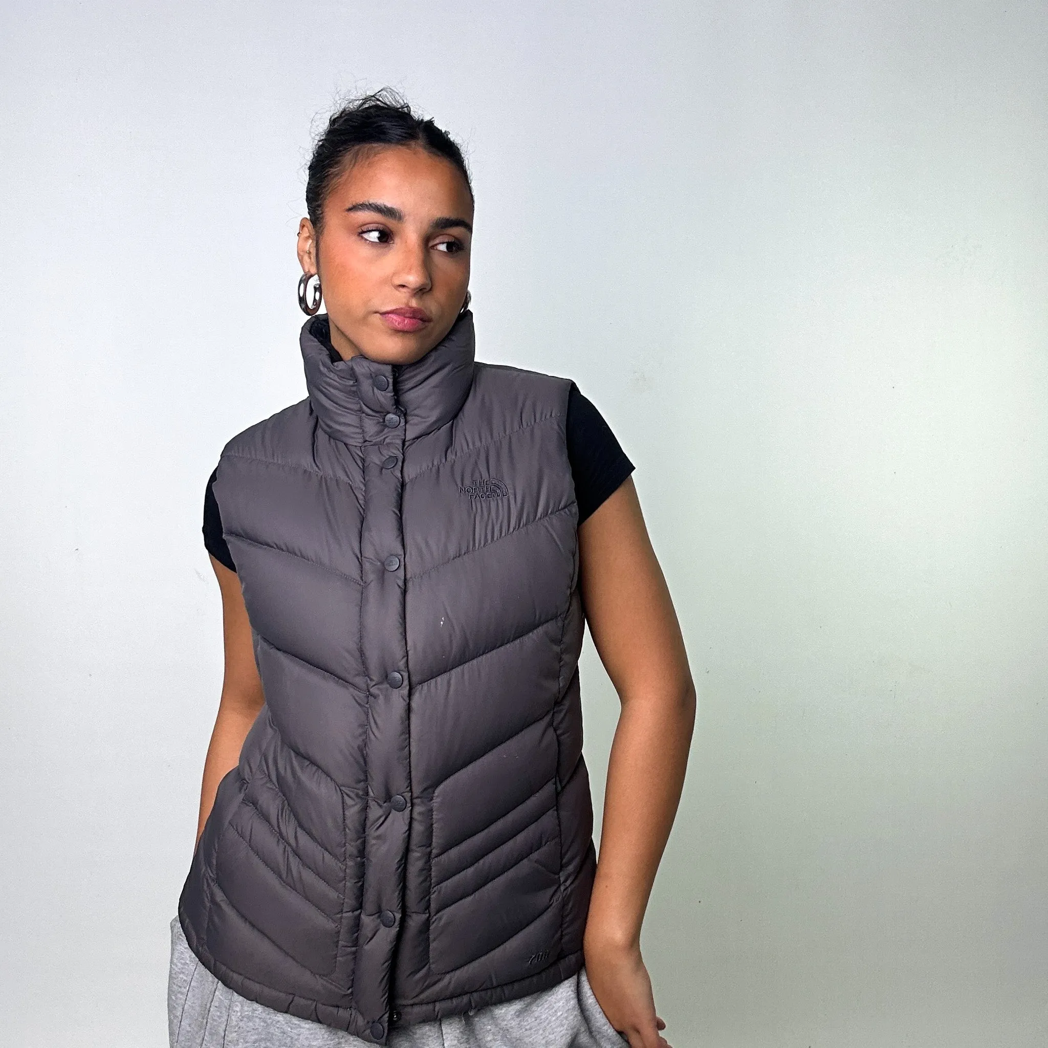 Grey The North Face Nuptse 700 Puffer Jacket Gilet (L)