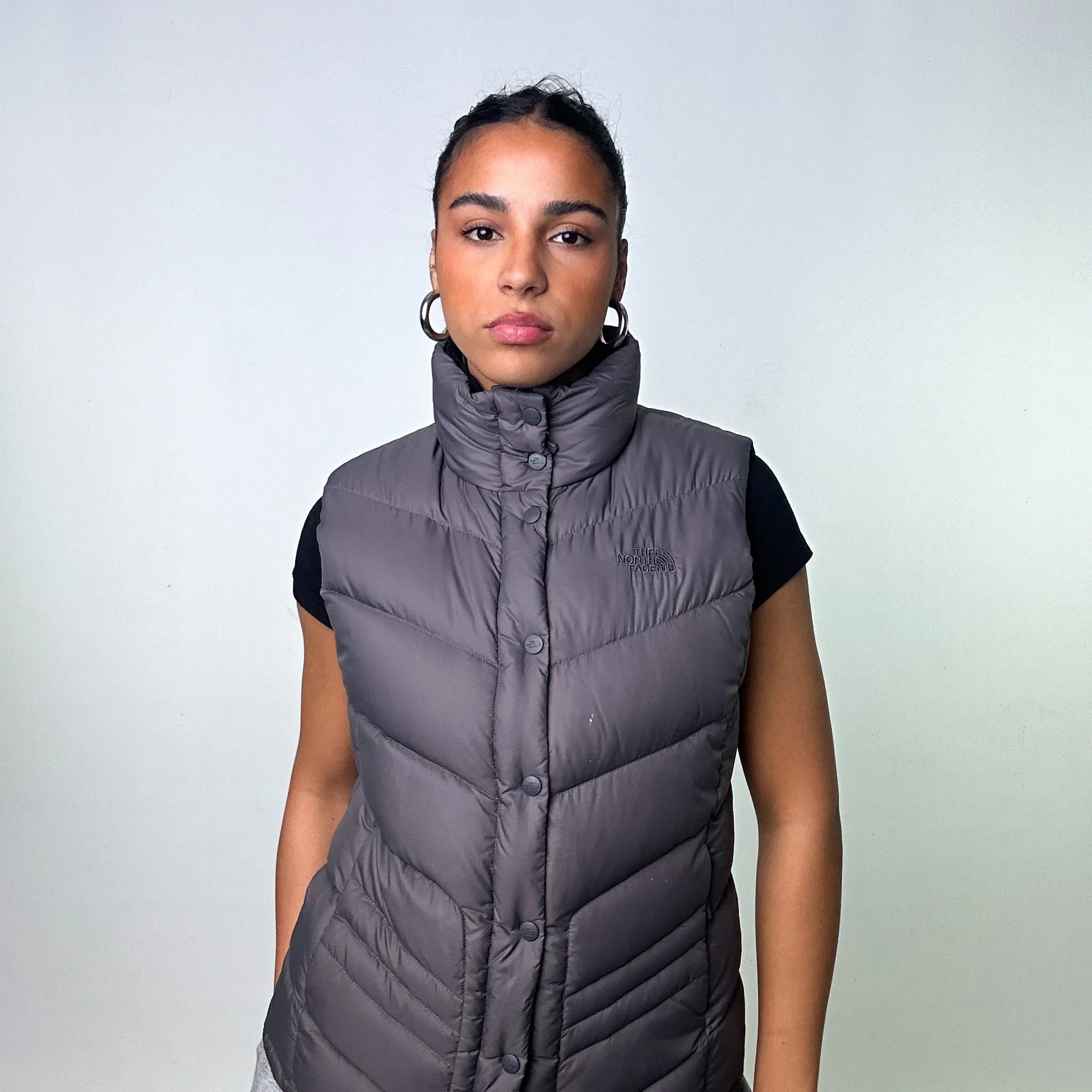 Grey The North Face Nuptse 700 Puffer Jacket Gilet (L)