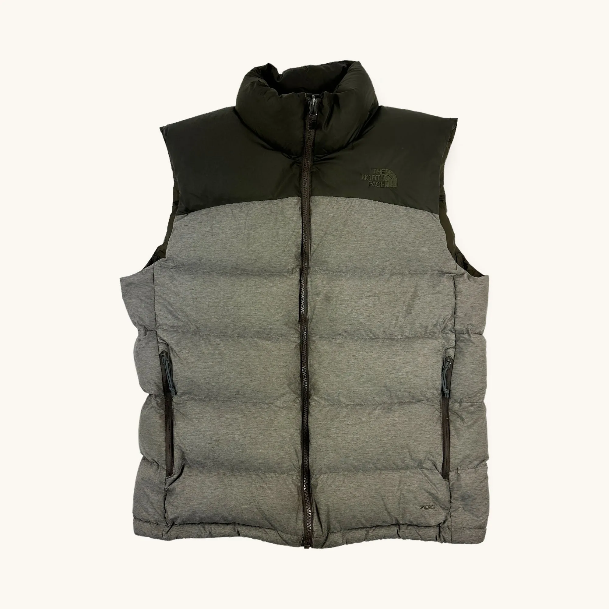 Grey The North Face Nuptse 700 Puffer Jacket Gilet (S)