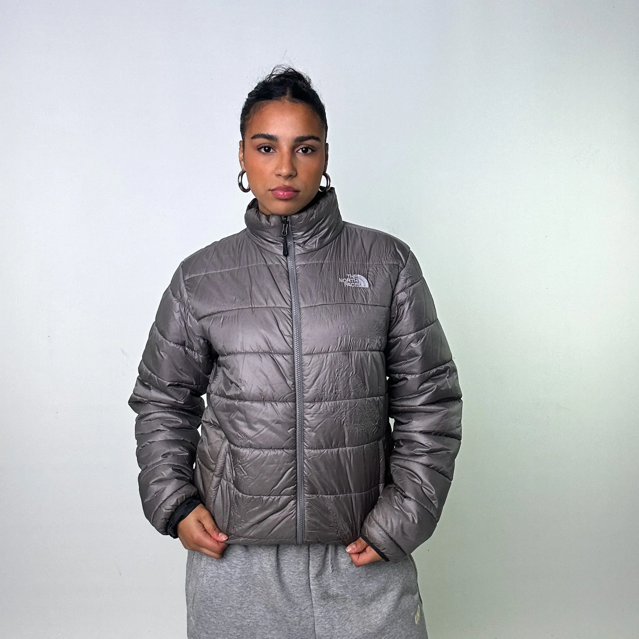 Grey The North Face Puffer Jacket Coat (M)