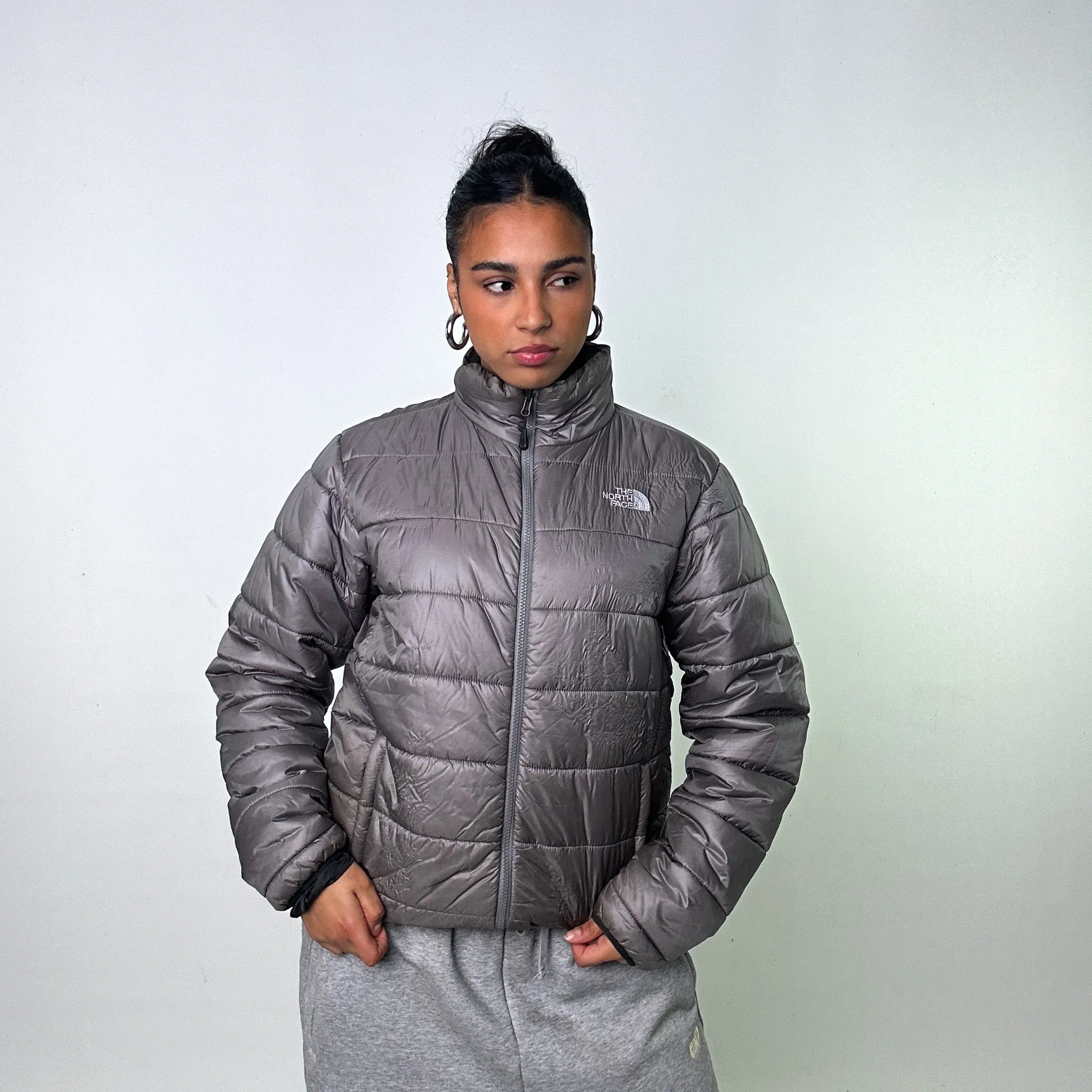 Grey The North Face Puffer Jacket Coat (M)