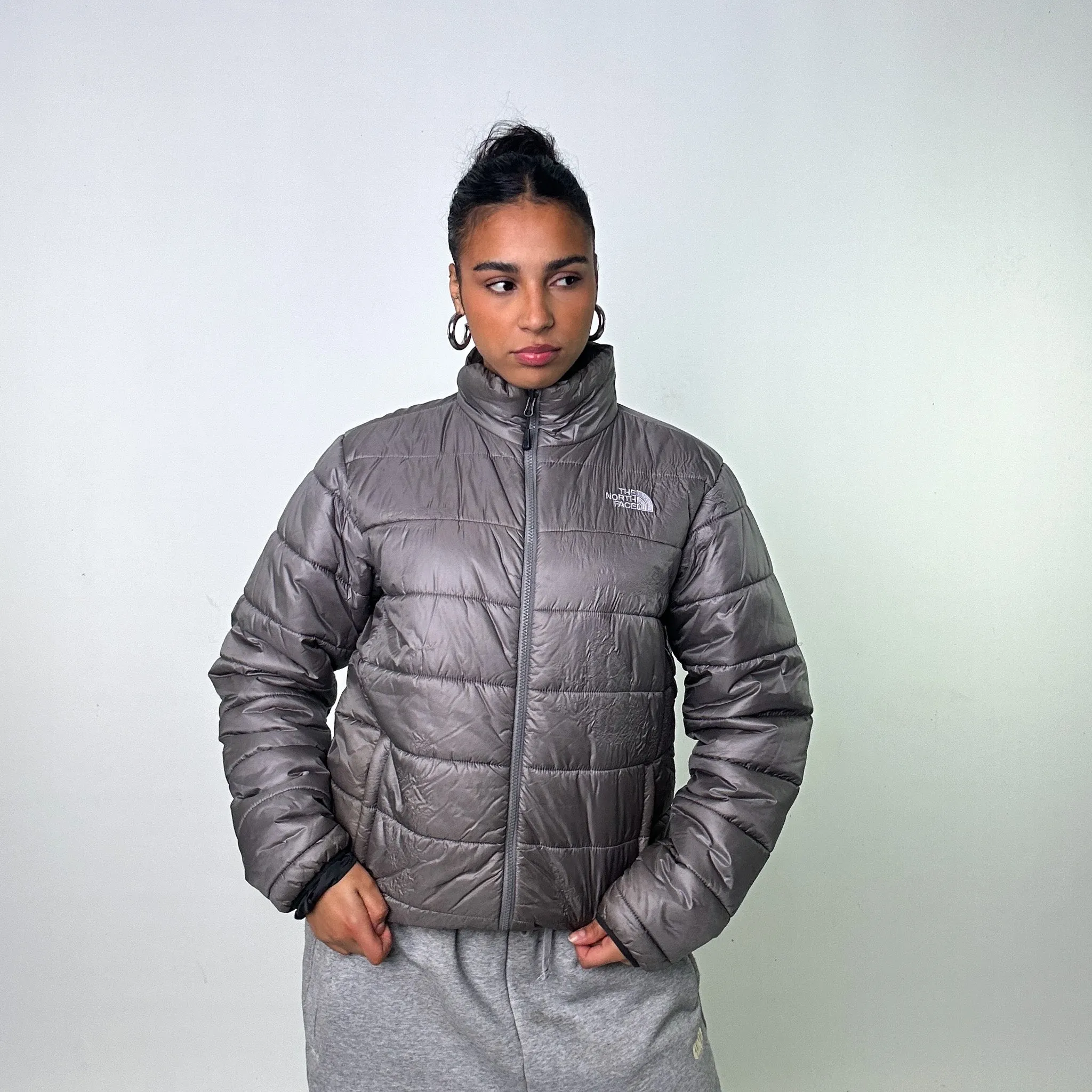 Grey The North Face Puffer Jacket Coat (M)