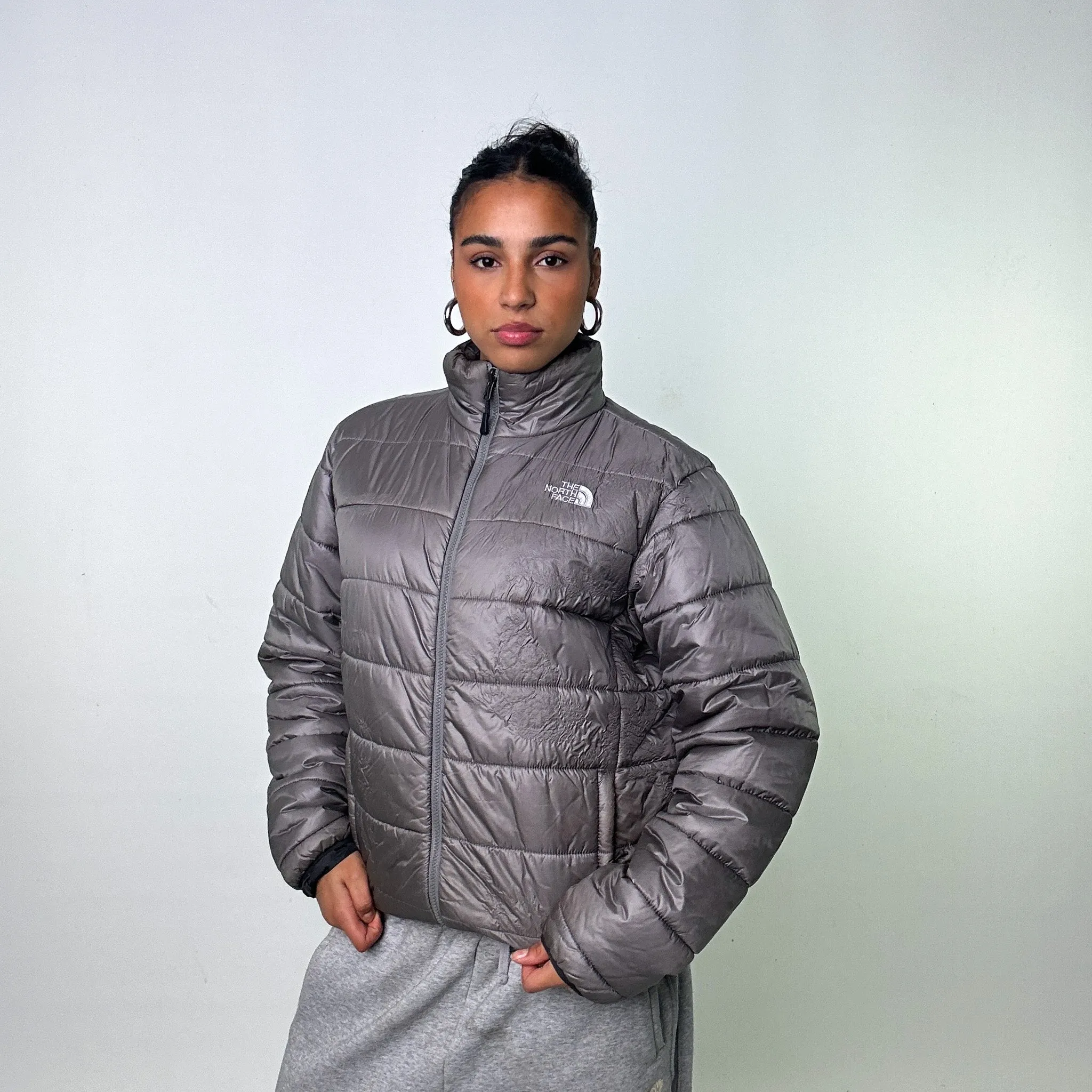 Grey The North Face Puffer Jacket Coat (M)