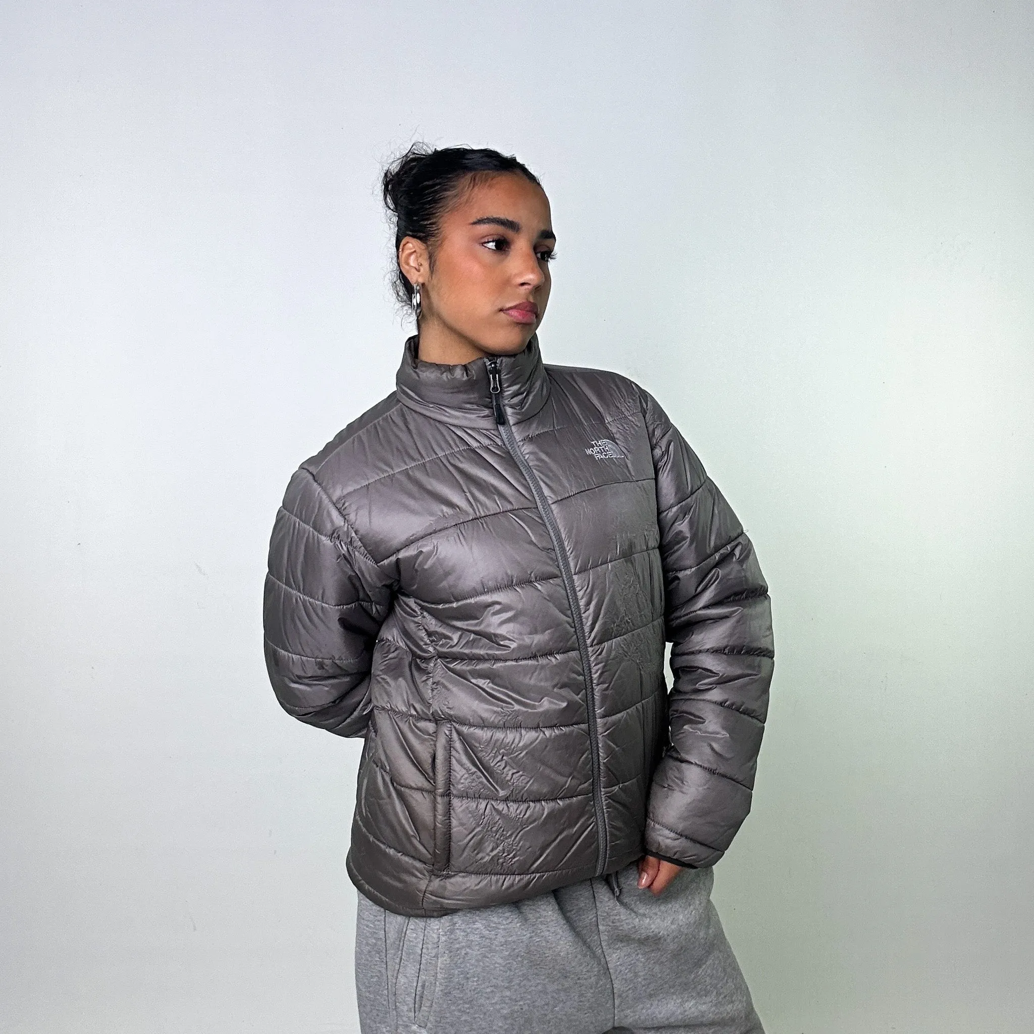 Grey The North Face Puffer Jacket Coat (M)