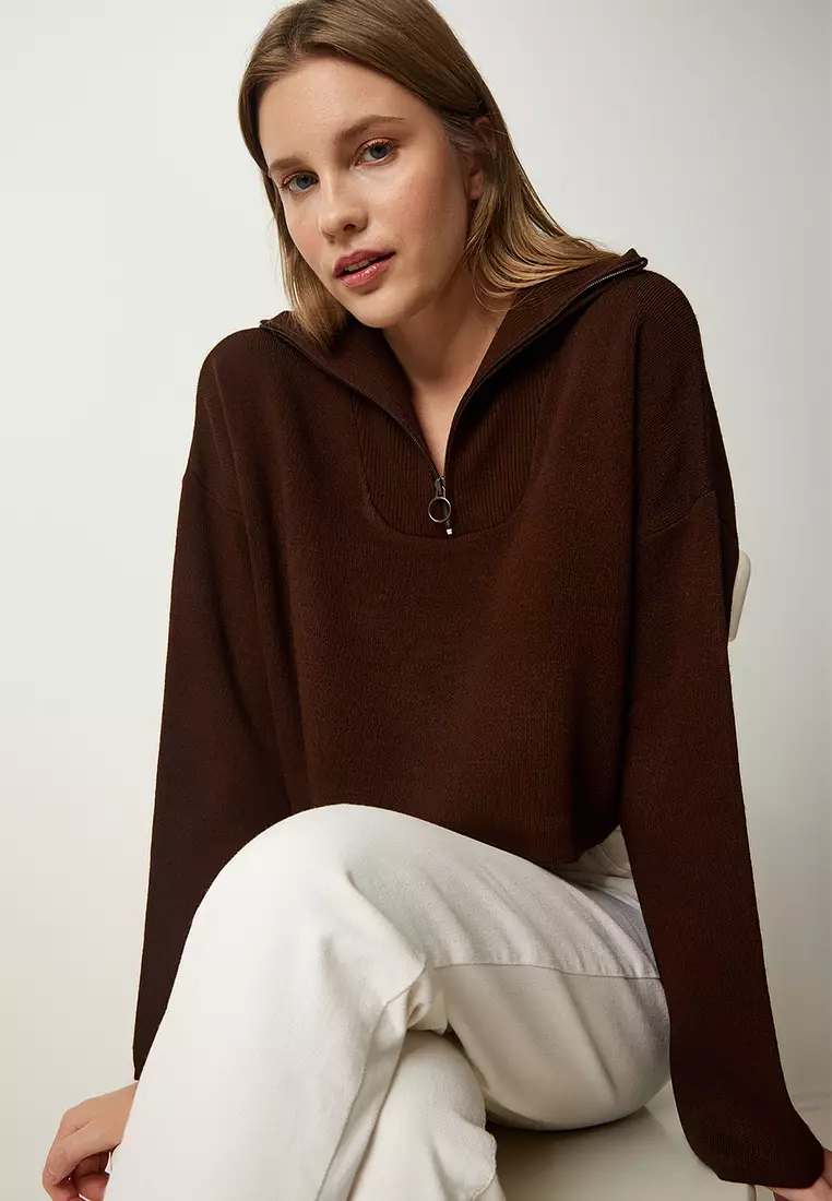 Happiness Istanbul Crop Zip Sweater