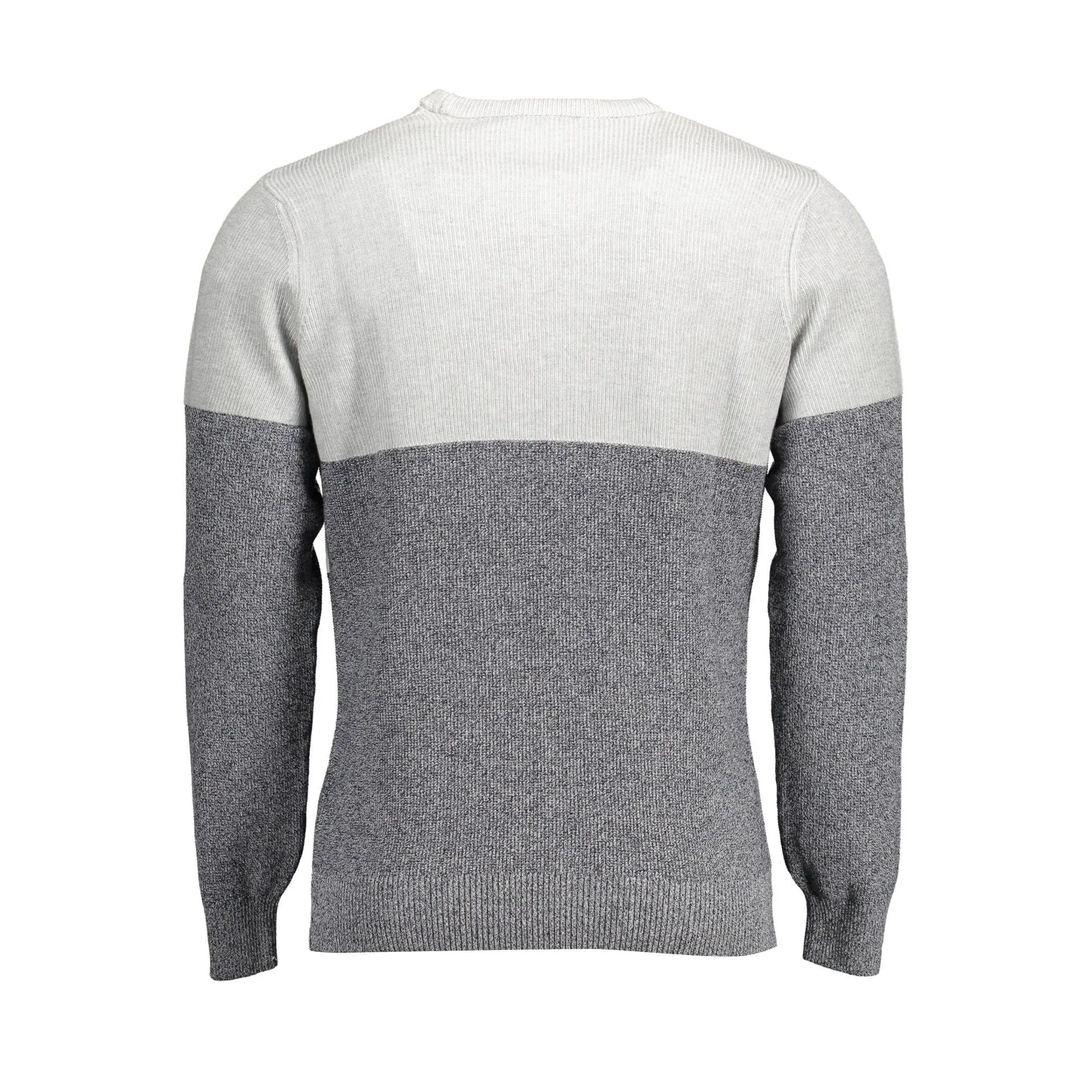 Harmont & Blaine Chic Gray Contrast Detail Round Neck Sweater