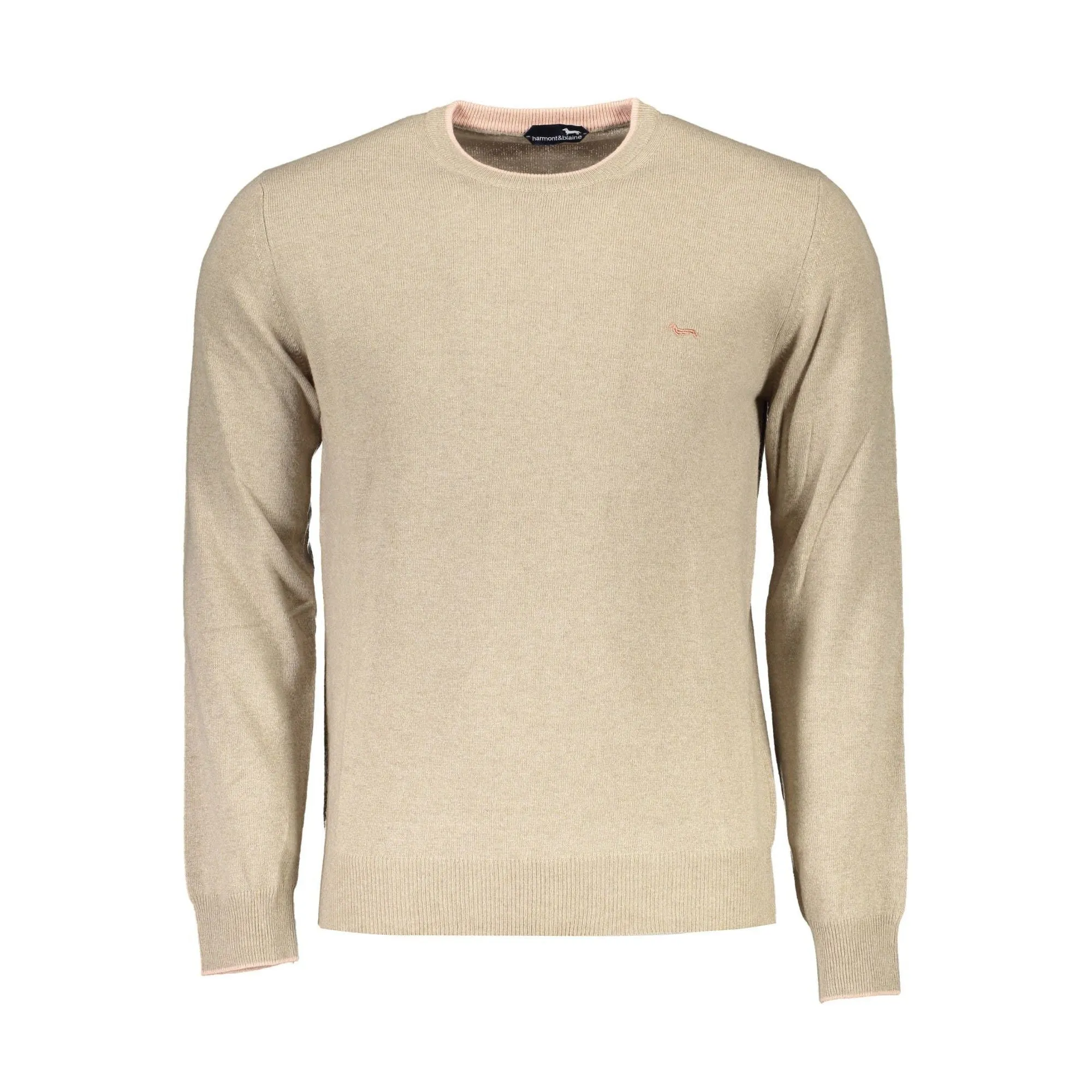 Harmont & Blaine Elegant Beige Crew Neck Sweater with Embroidery