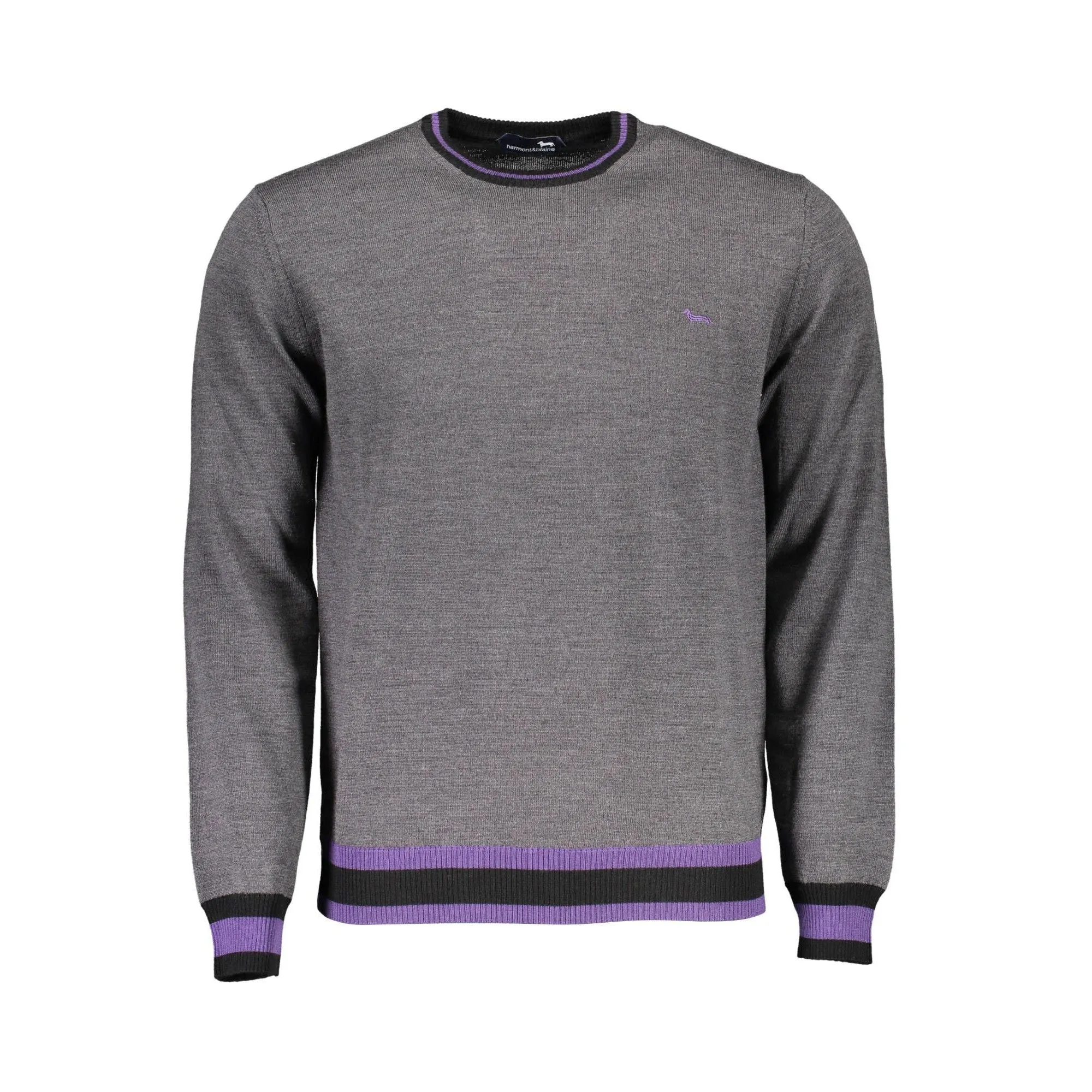 Harmont & Blaine Elegant Wool Sweater with Contrasting Embroidery