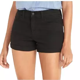 High-Waisted Cuffed Black Jean Shorts