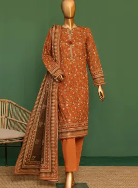 HZ Textile Printed Khaddar Unstitched 3 Piece Suit - HZ23KZP PKP-24