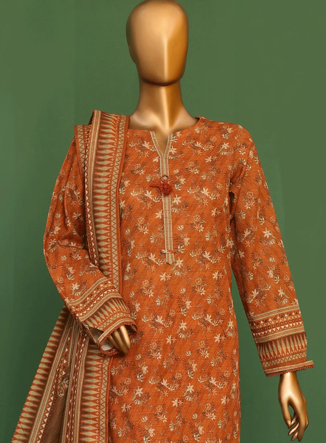 HZ Textile Printed Khaddar Unstitched 3 Piece Suit - HZ23KZP PKP-24