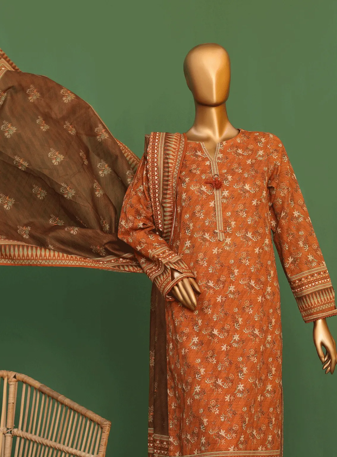 HZ Textile Printed Khaddar Unstitched 3 Piece Suit - HZ23KZP PKP-24