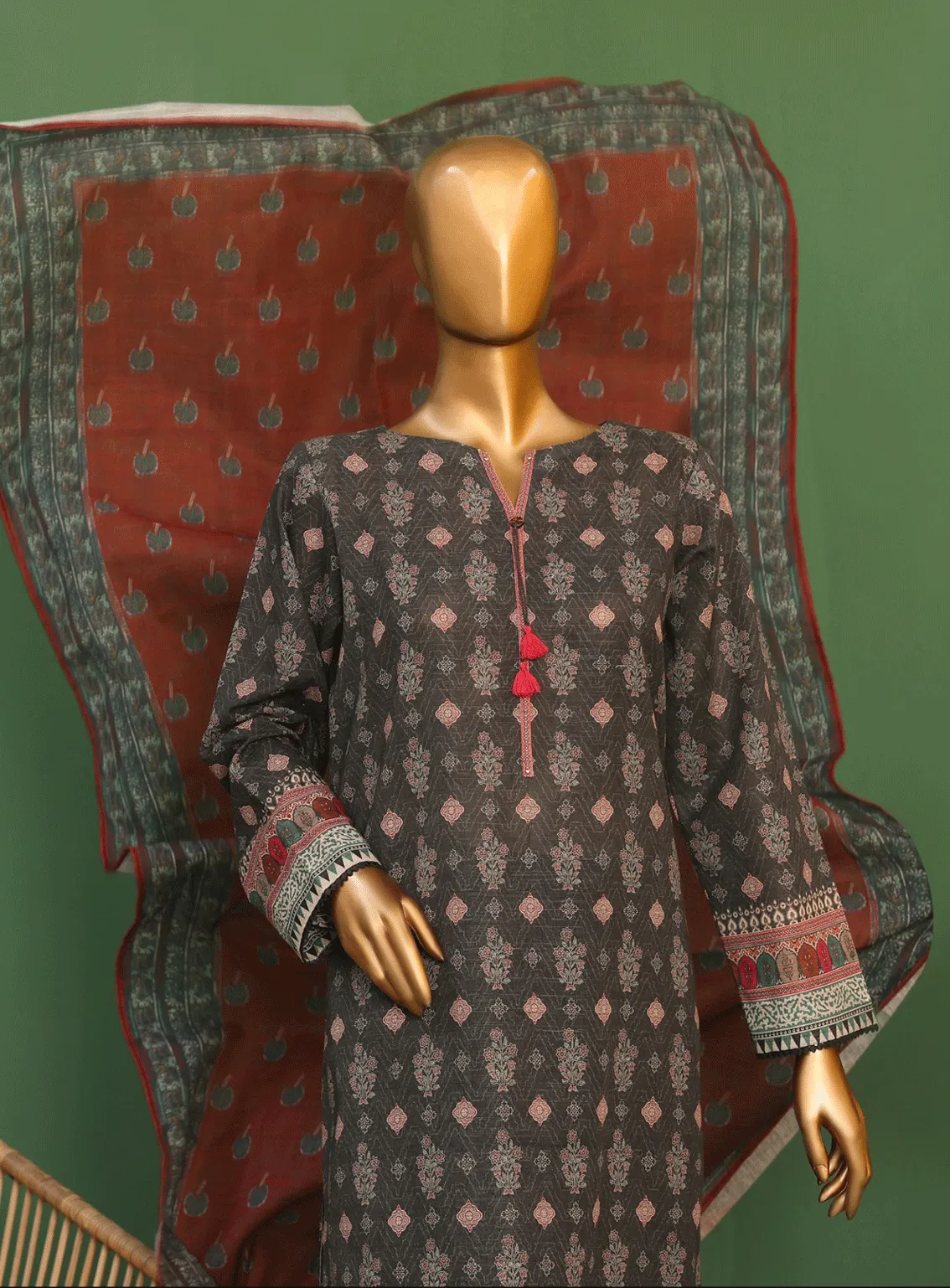 HZ Textile Printed Khaddar Unstitched 3 Piece Suit - HZ23KZP PKP-25