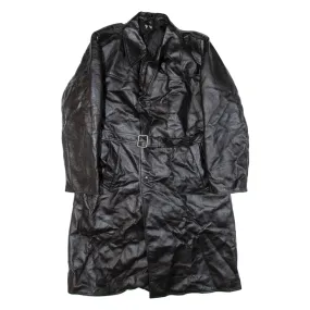 IRIVIL Leather Look Quilted Lined Mens Trench Coat Black L