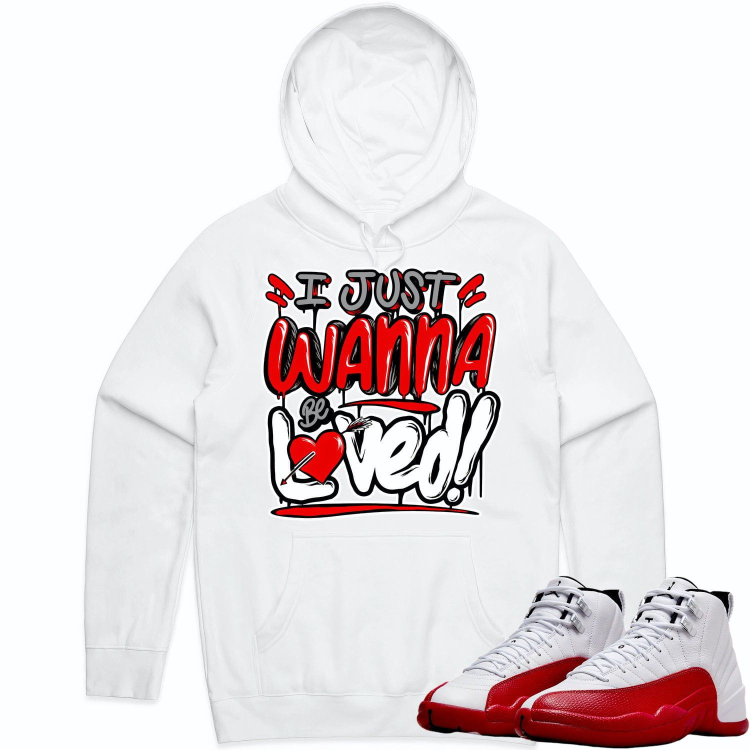 Jordan 12 Cherry 12s Hoodie to Match - RED LOVED