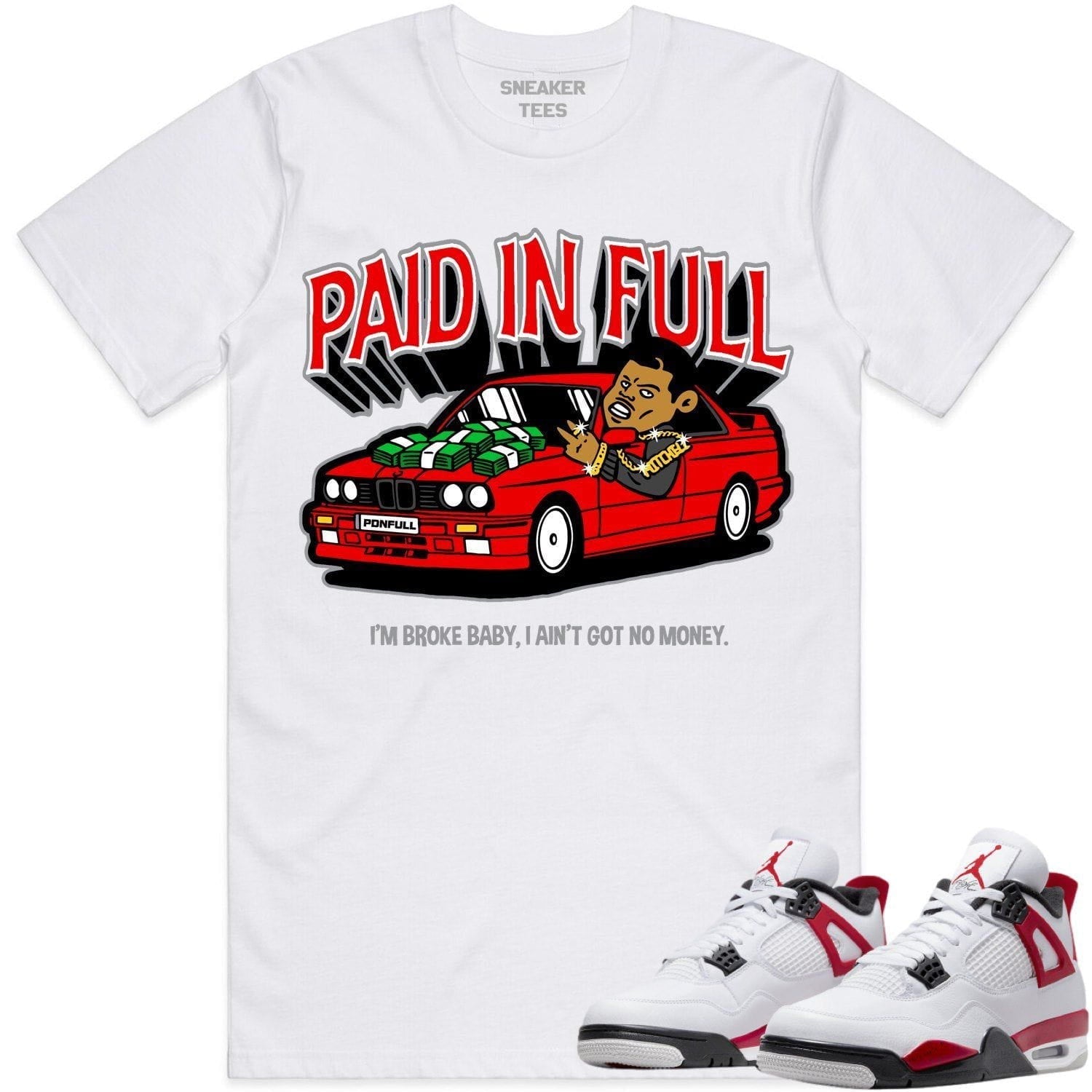 Jordan 4 Red Cement 4s Shirt to Match - RED PAID