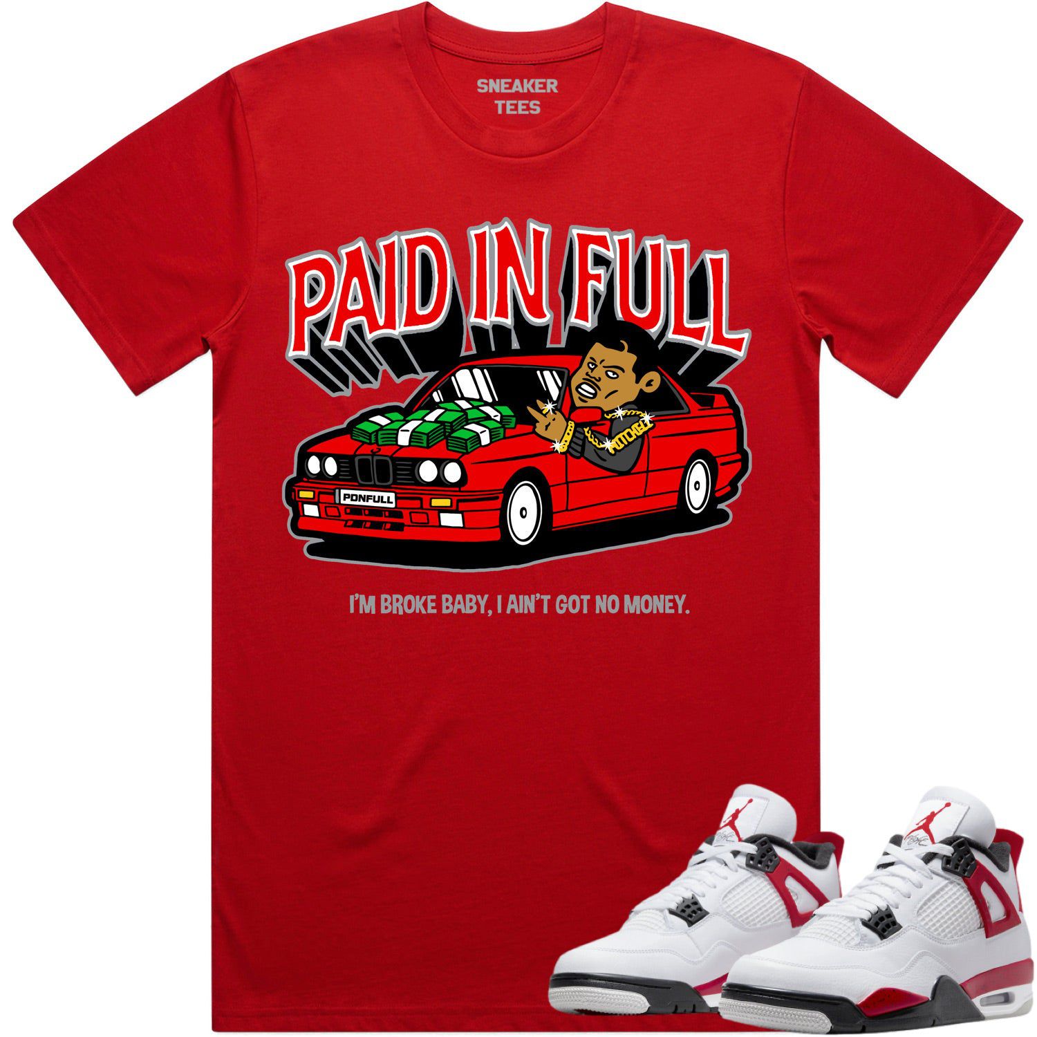 Jordan 4 Red Cement 4s Shirt to Match - RED PAID