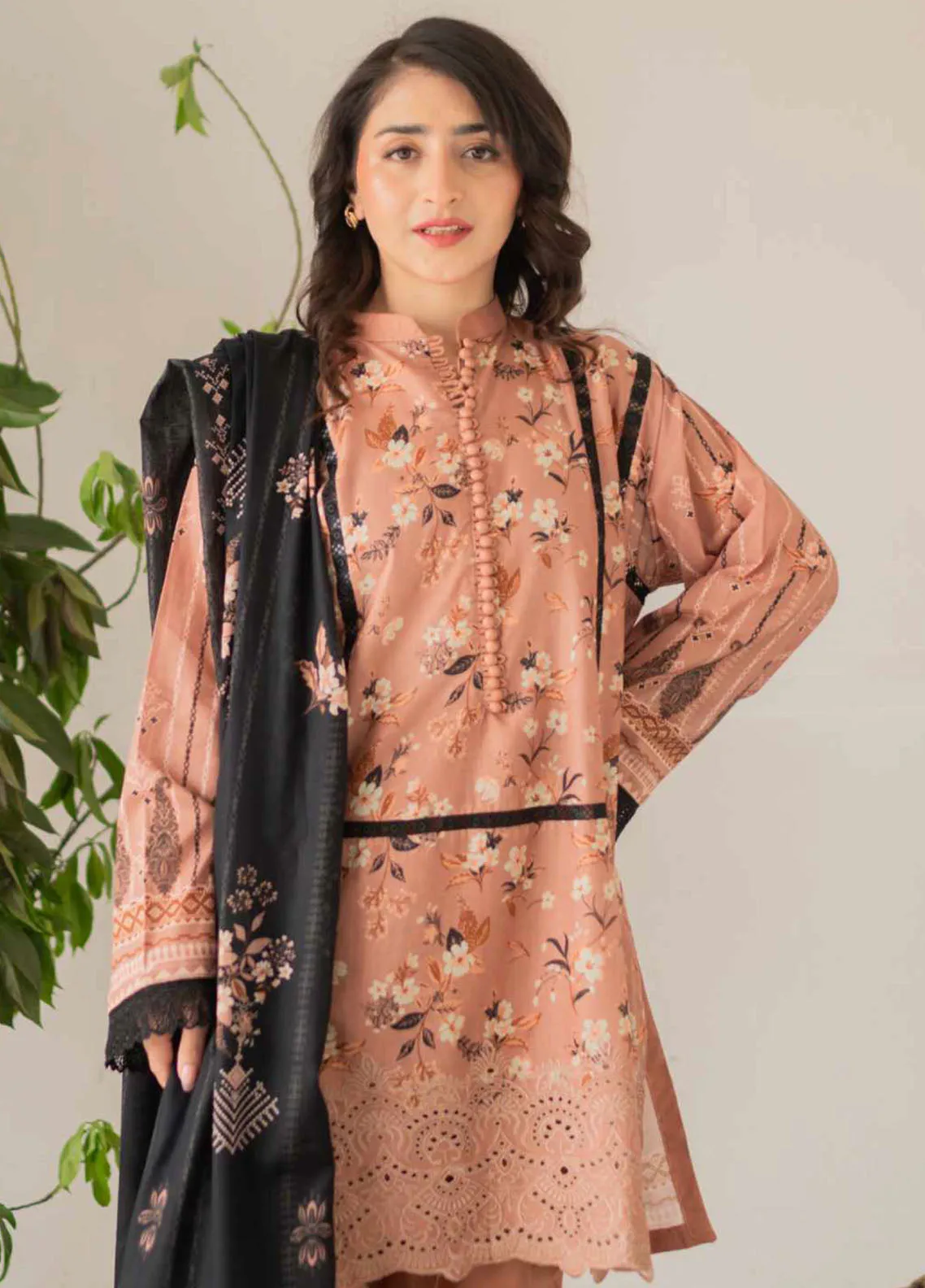 Kaira By Rashid Textile Embroidered Lawn Dupatta 3 Piece Unstitched Suit RT24KEL D-8700