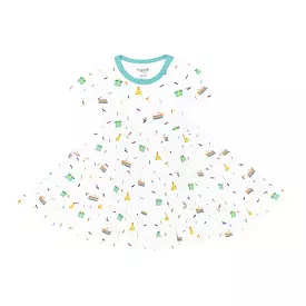 Kyte Baby Short Sleeve Tiered Dress in Cloud Party