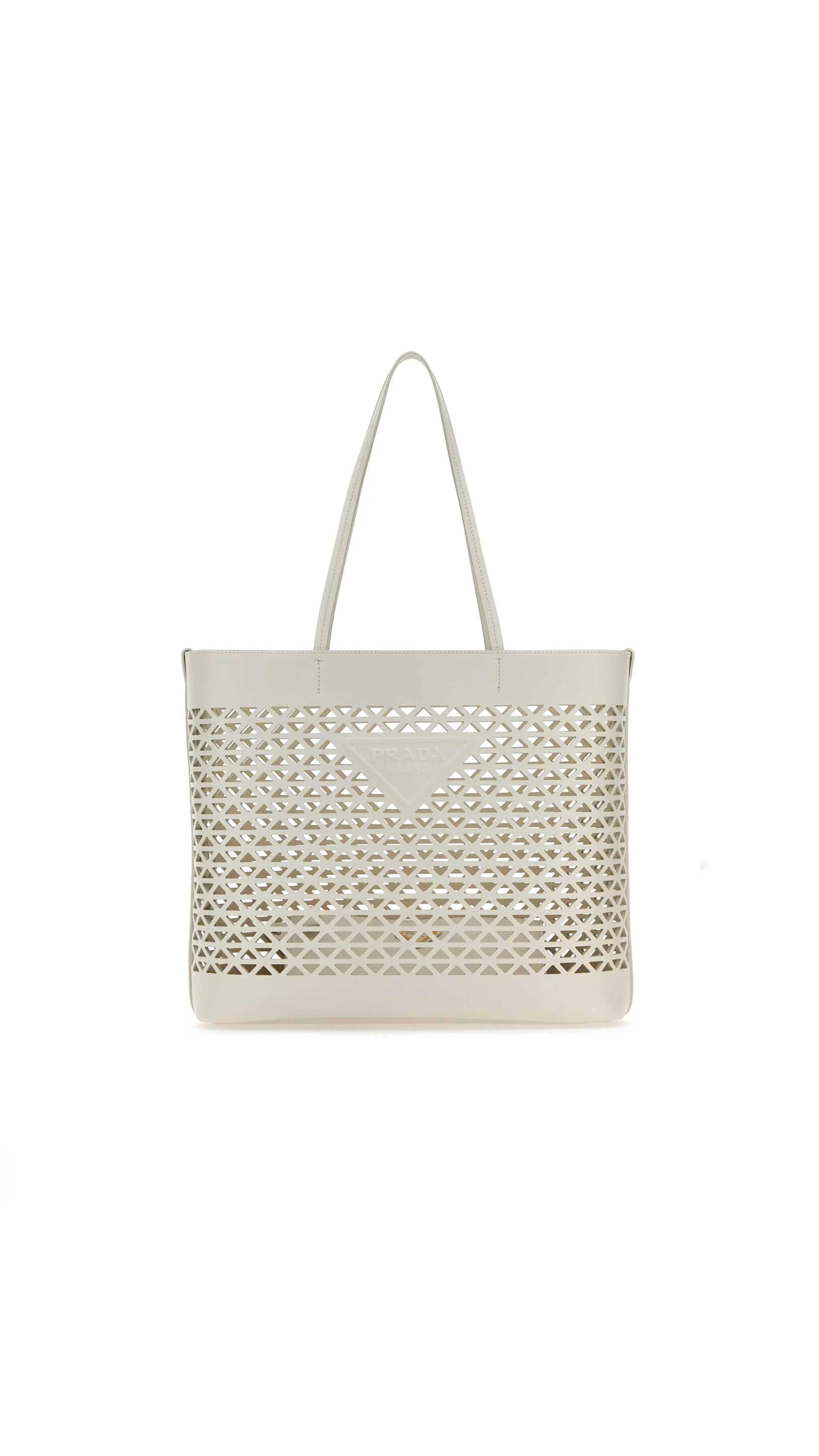 Large Cut-Out Symbole Leather Tote - White