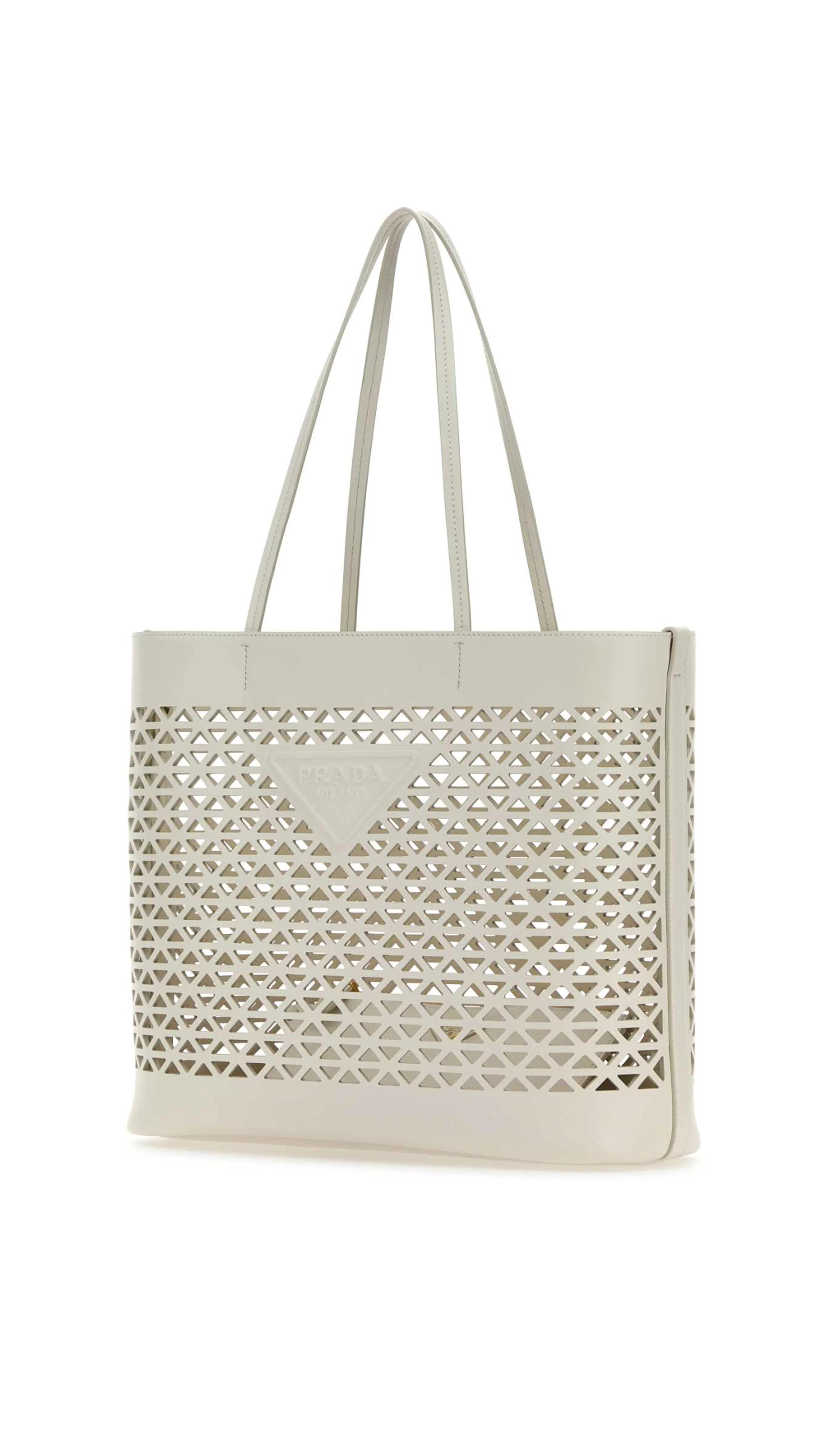 Large Cut-Out Symbole Leather Tote - White