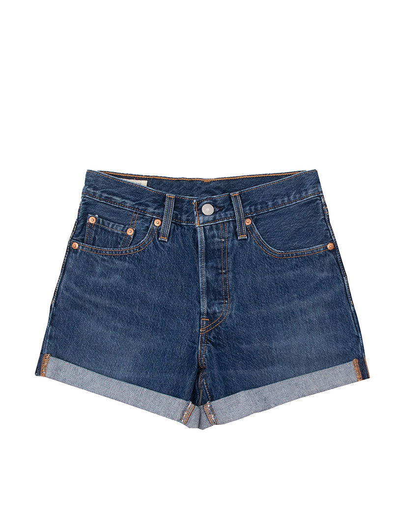 Levis Mid Rise Shorts Dark Blue Denim