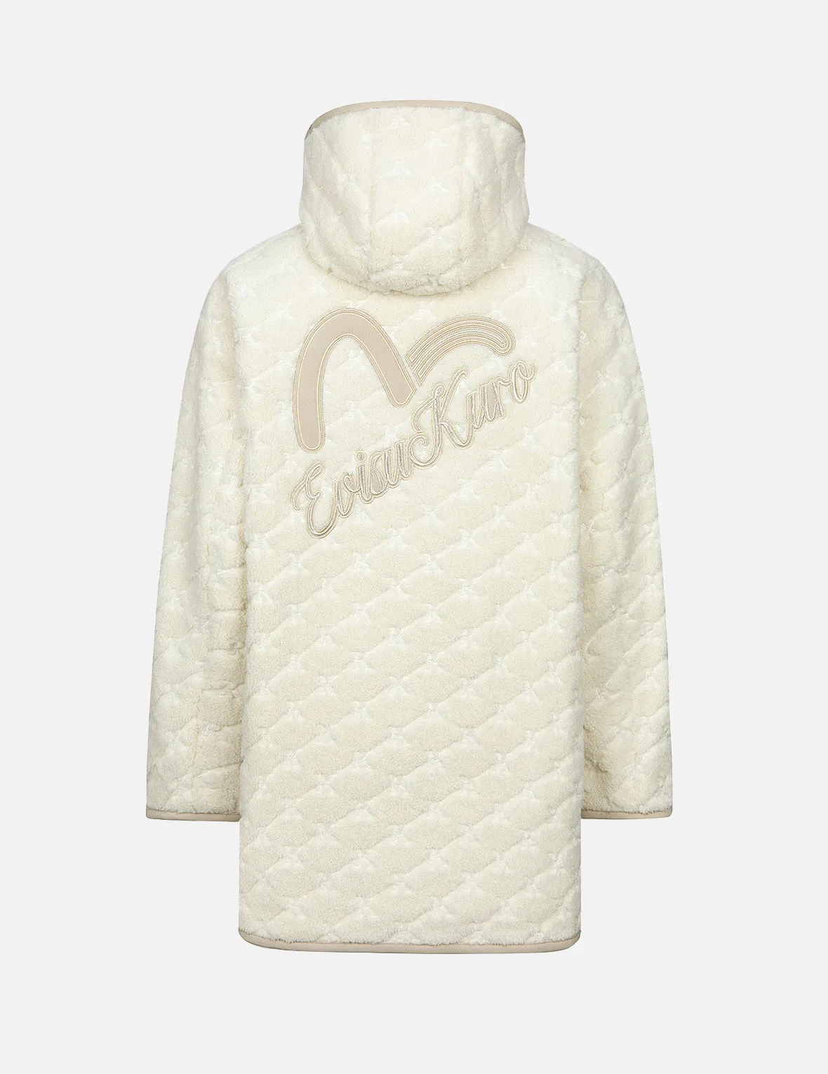 Logo Embossed Sherpa Oversized Coat